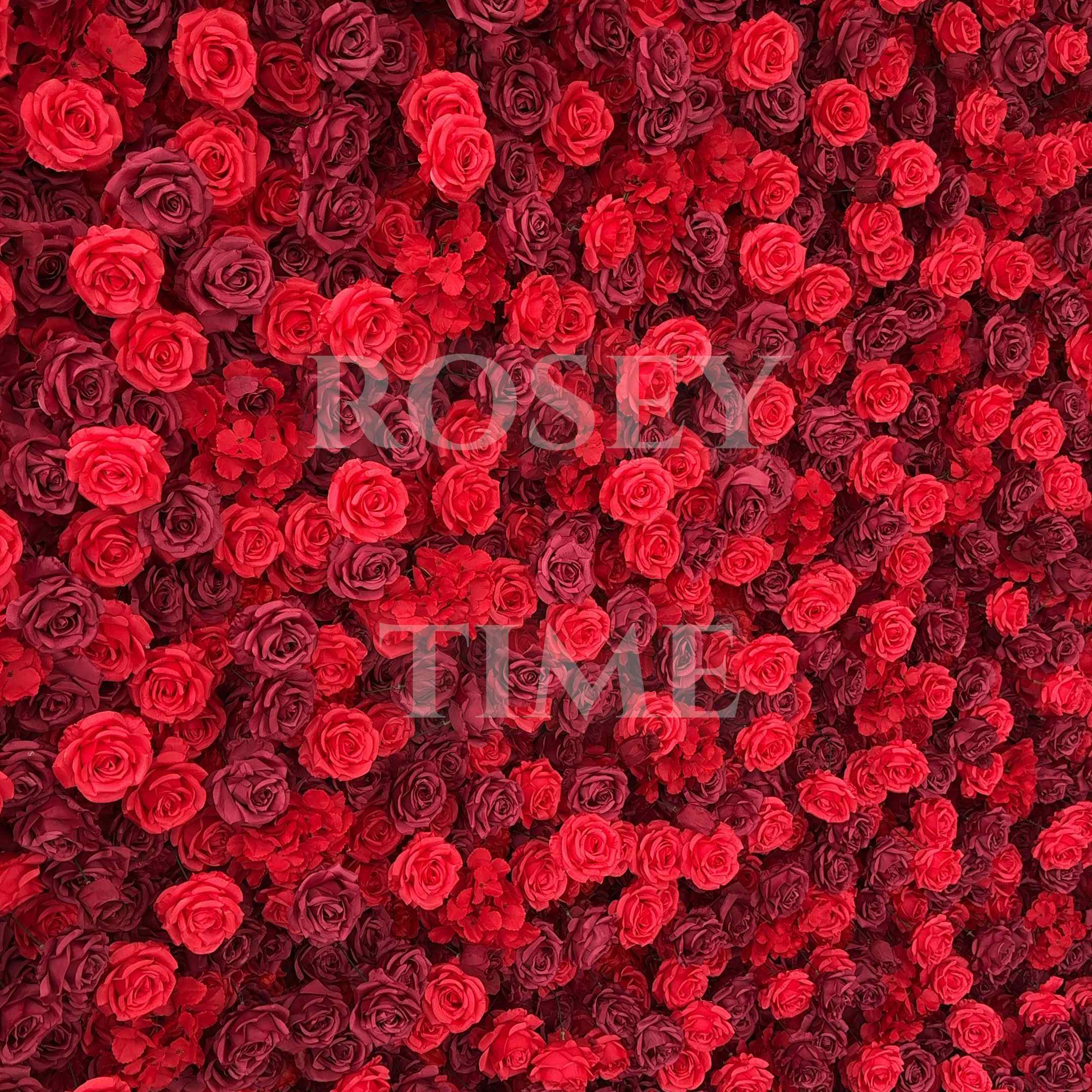 Roseytime 5D Red Rose Flower Wall Roll Up Fabric Back #RTW142