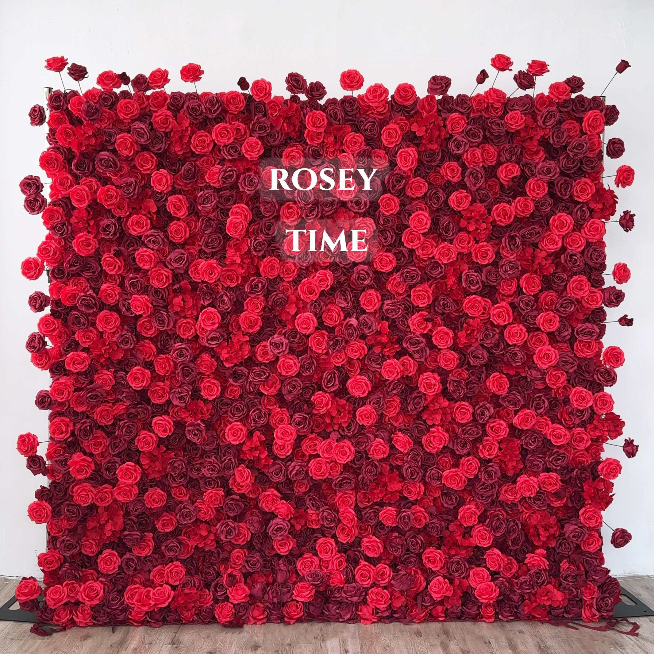 Roseytime 5D Red Rose Flower Wall Roll Up Fabric Back #RTW142