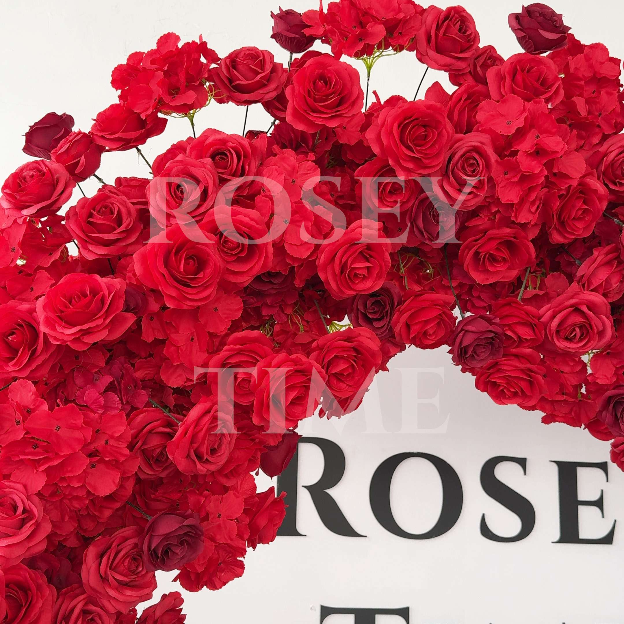 RoseyTime Red Heart Flower Arch Fabric Back With Frame #RTA391