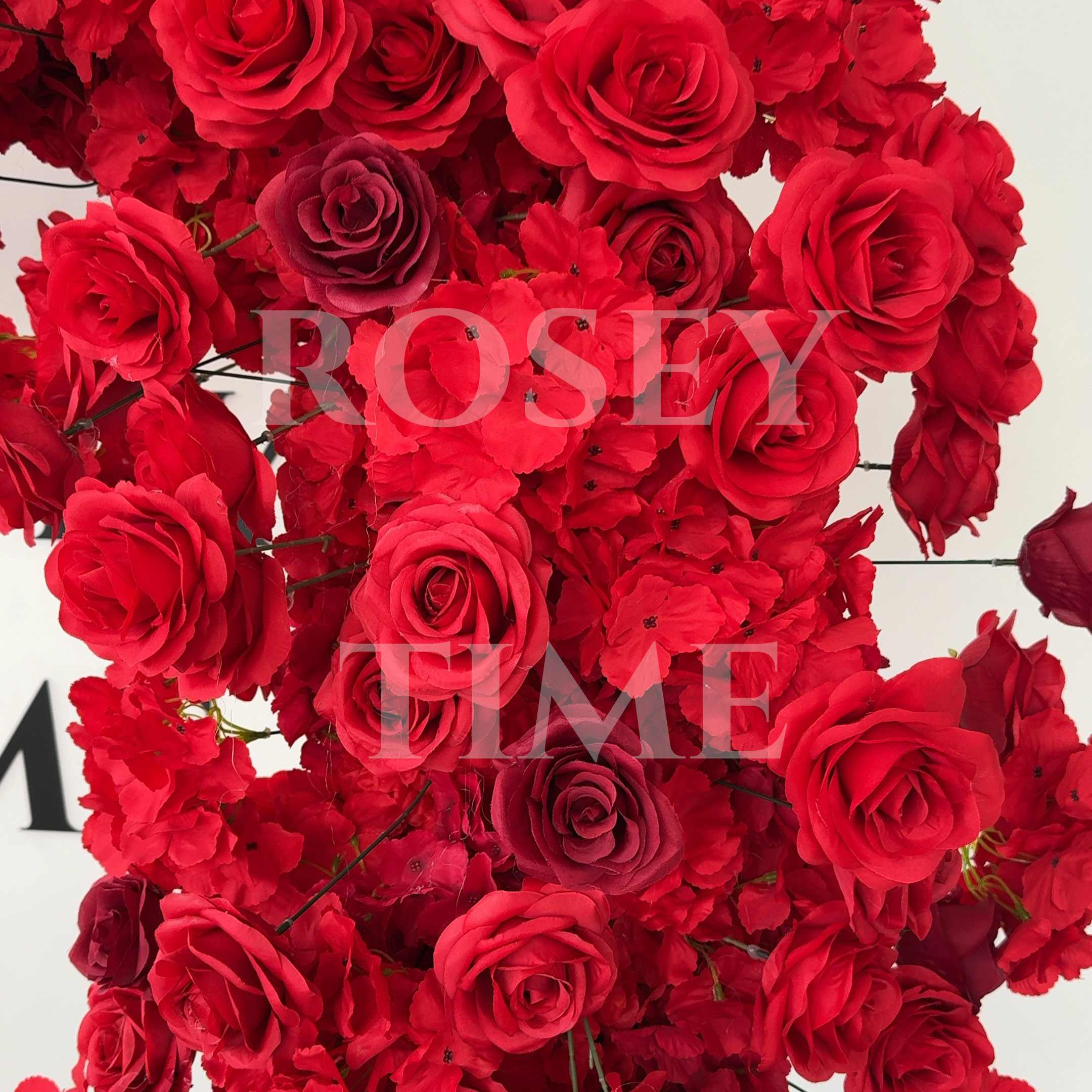 RoseyTime Red Heart Flower Arch Fabric Back With Frame #RTA391