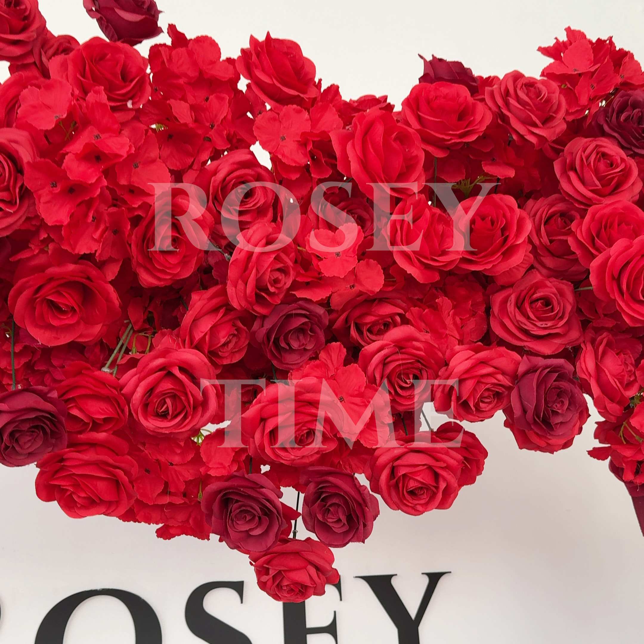 RoseyTime Red Heart Flower Arch Fabric Back With Frame #RTA391
