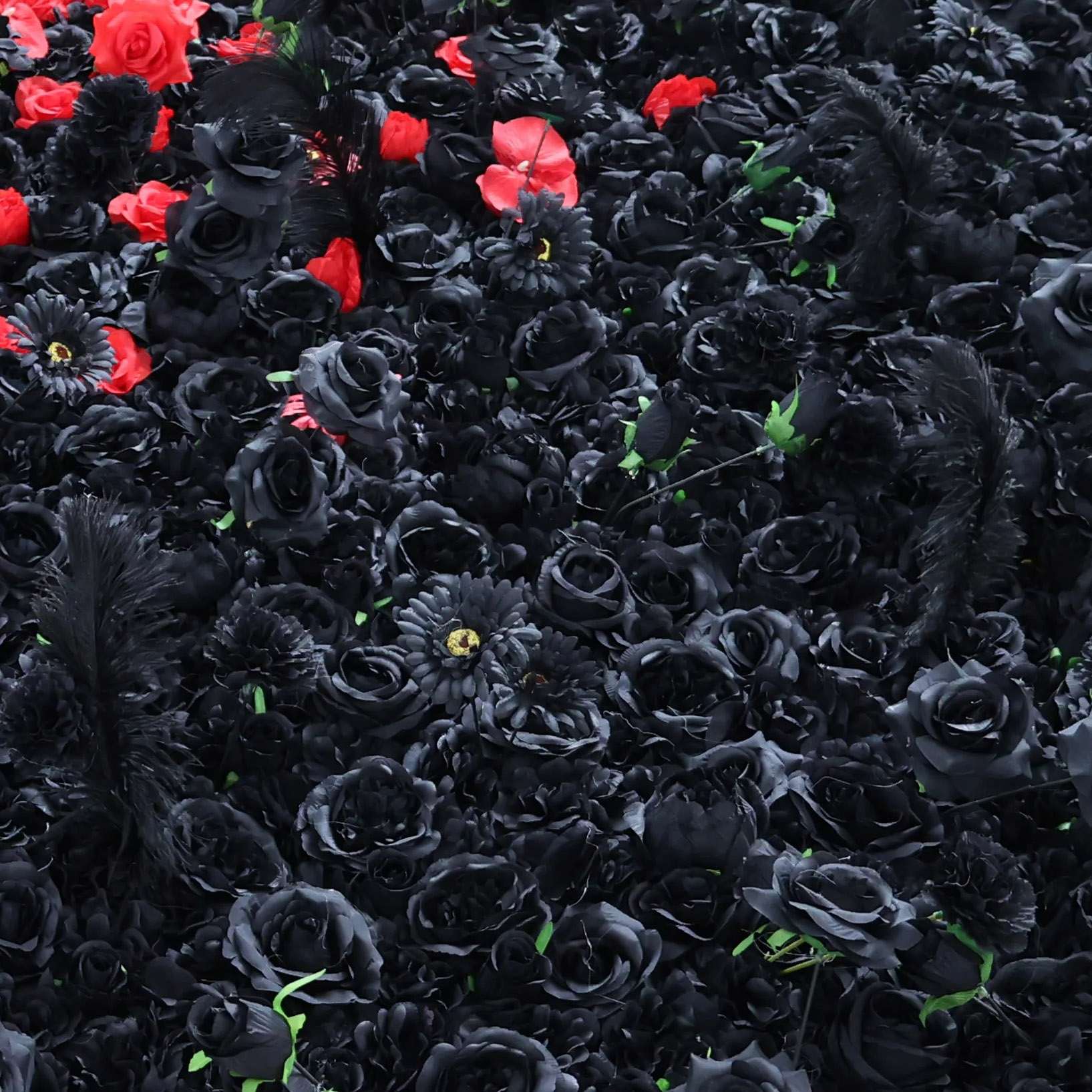 Roseytime 3D Red&Black Flower Wall Roll Up Fabric Back #RTW336