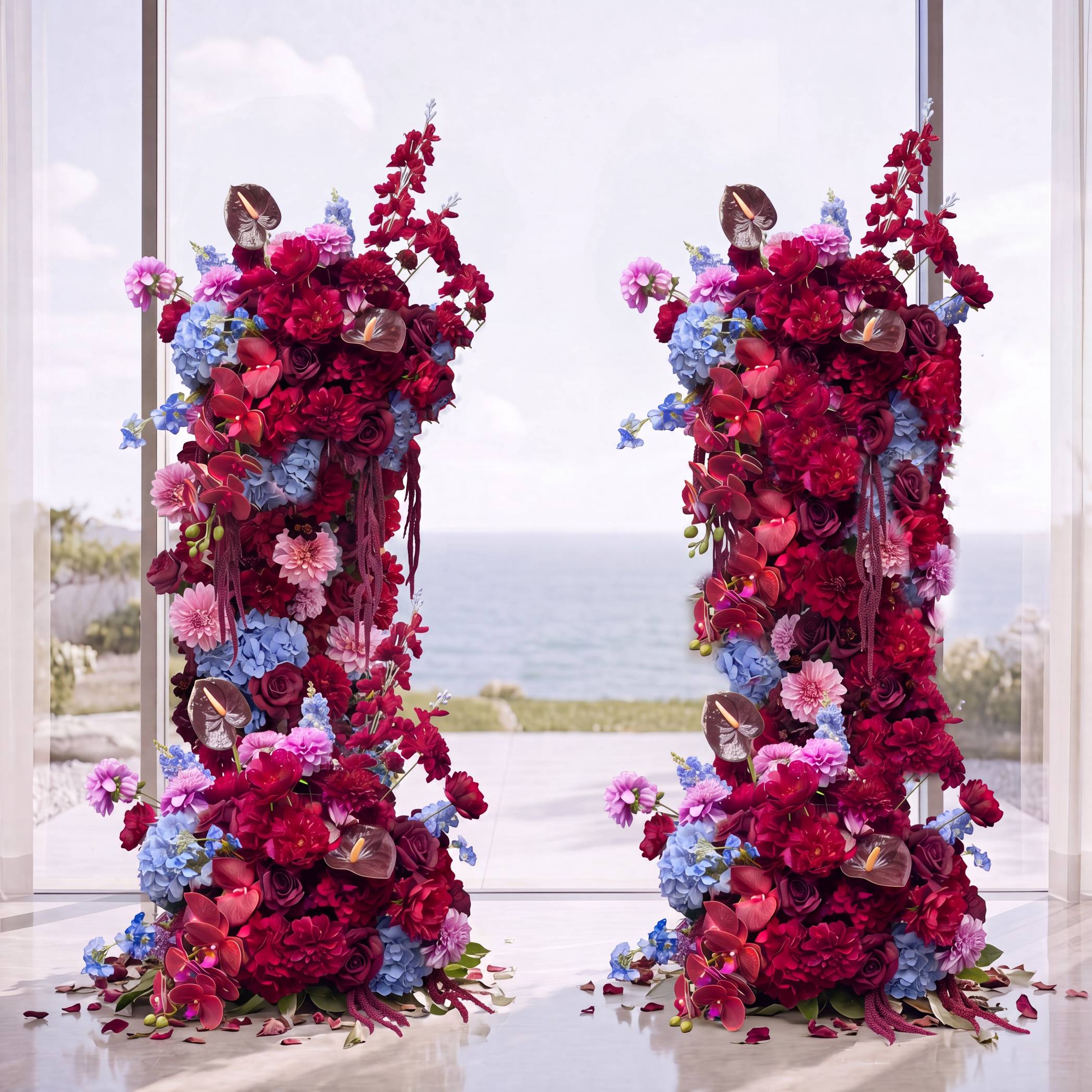Roseytime Nocturne Petals Flower Pillars Arch with Frame #RTP136