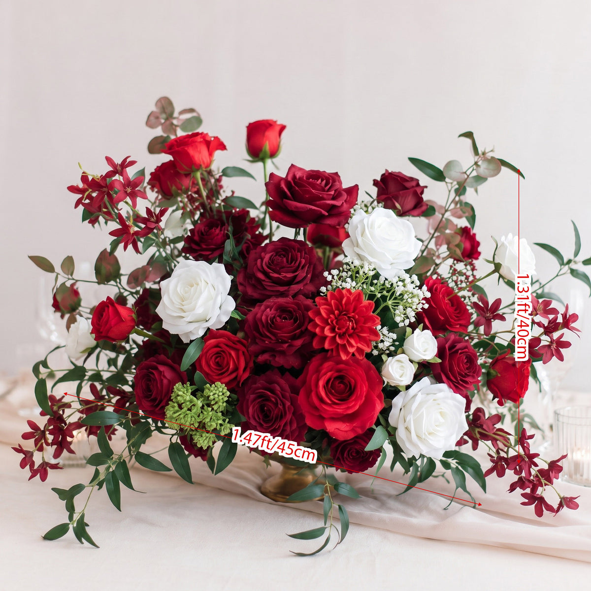Roseytime Velvet Red Table Flower Arrangement #RTT050