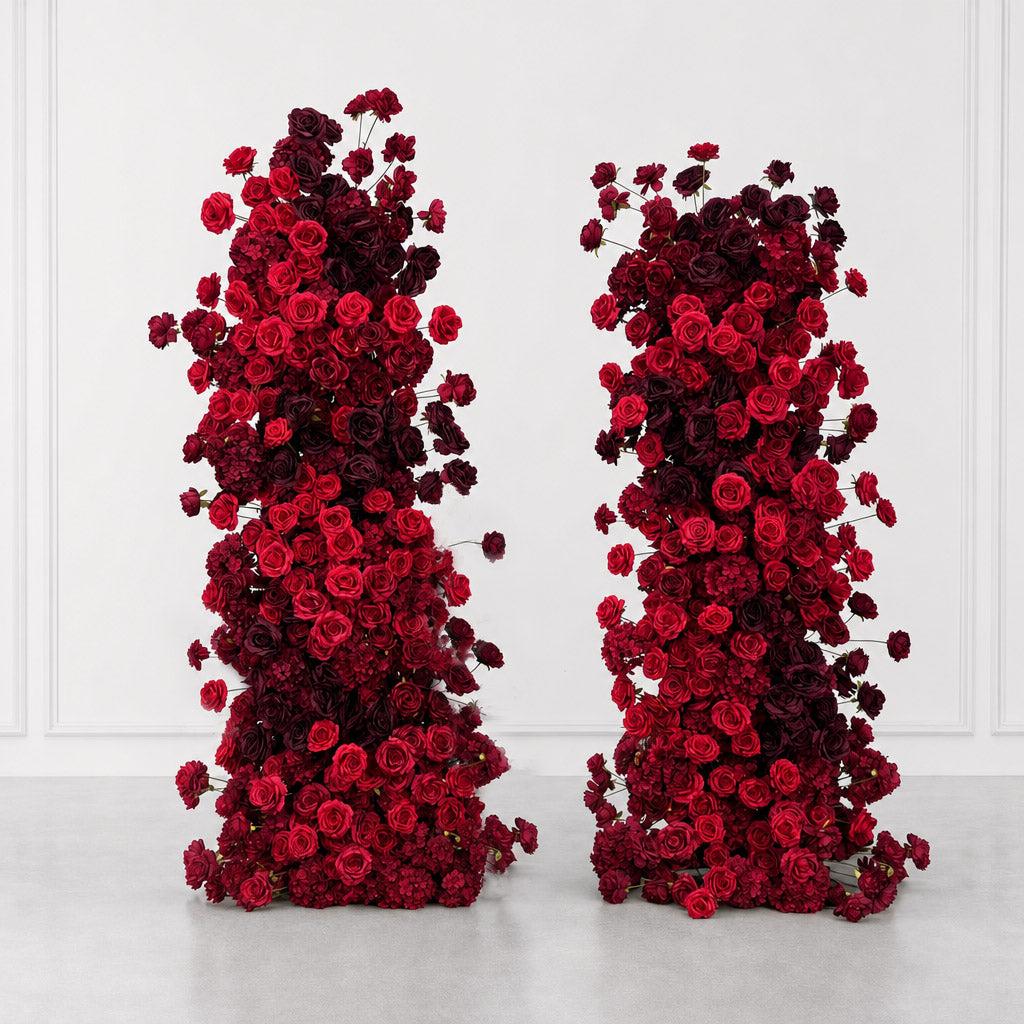 Roseytime Rosso Royale Flower Pillars Arch with Frame #RTP153