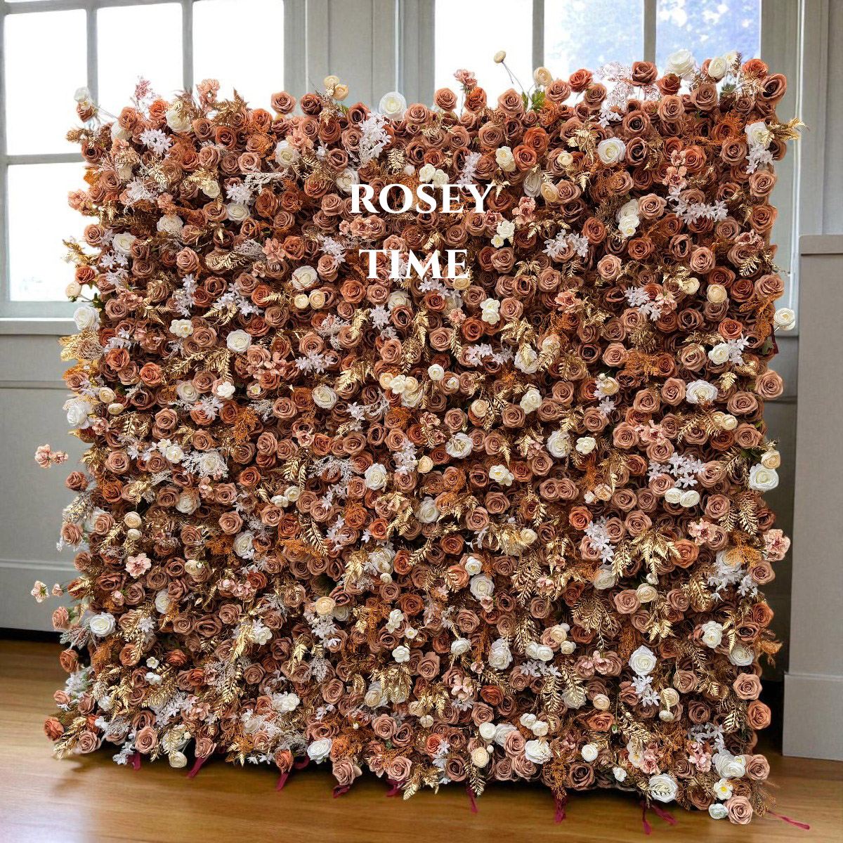 Roseytime 5D Brown Flower Wall Roll Up Fabric Back #RTW365