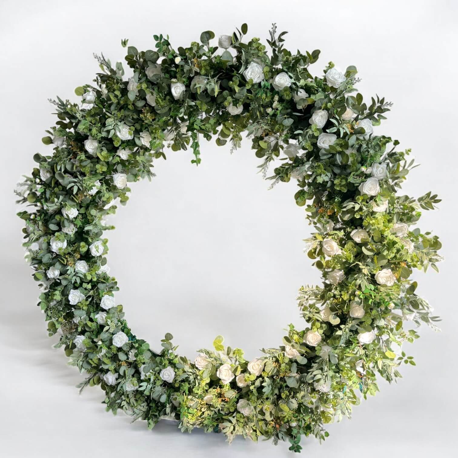 RoseyTime White&Green Flower Circle Arch Fabric Back #RTA384