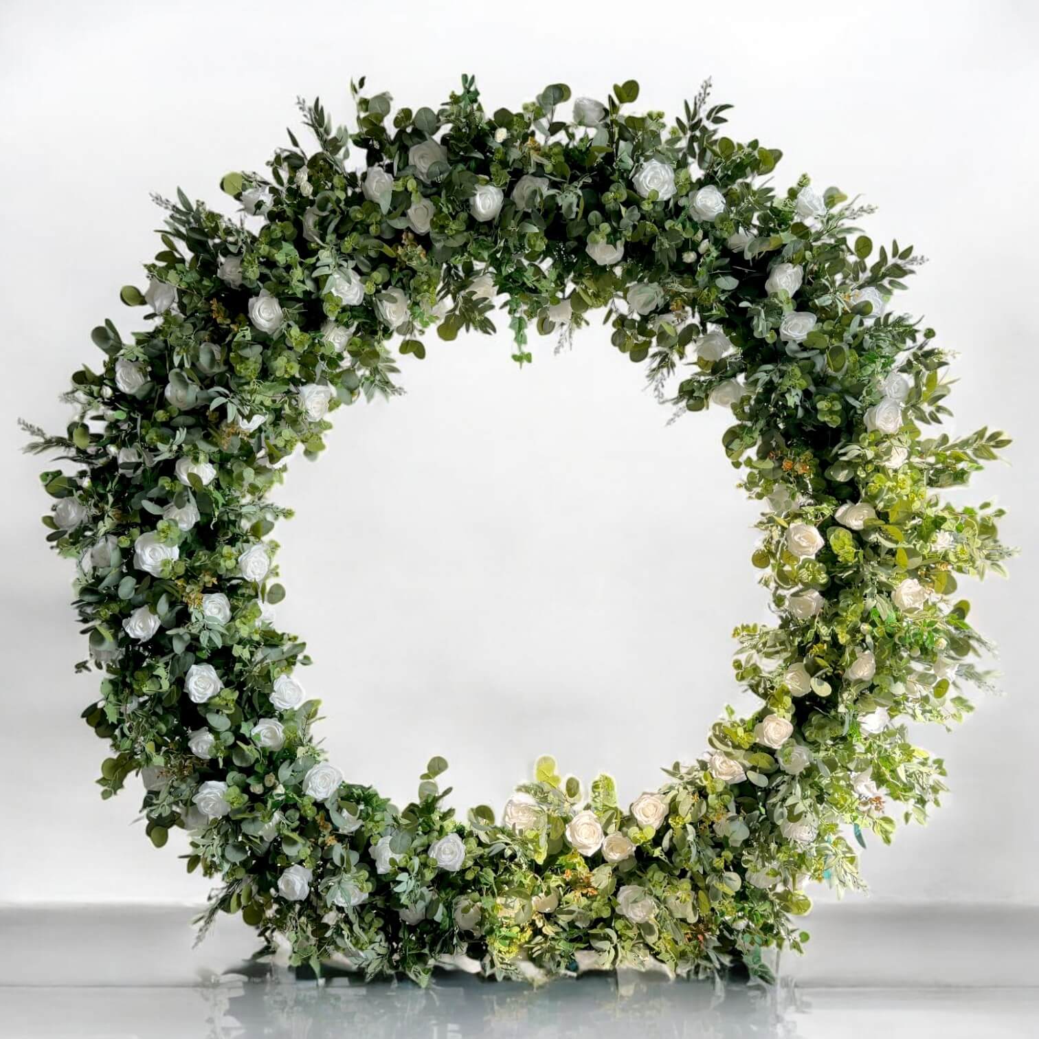 RoseyTime White&Green Flower Circle Arch Fabric Back #RTA384