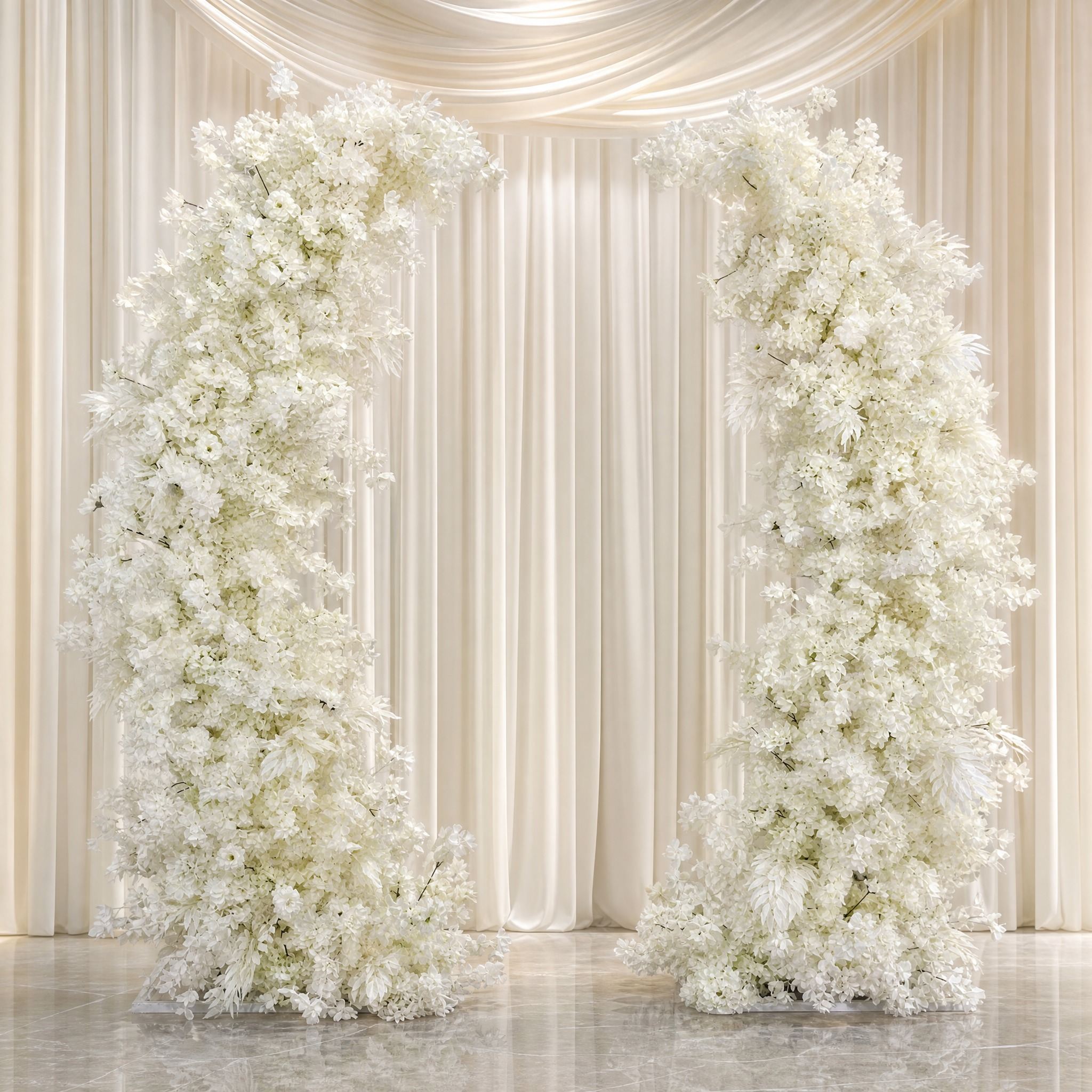 Roseytime Wedding Floral Pillars Arch White Flowers with Frame #RTP032