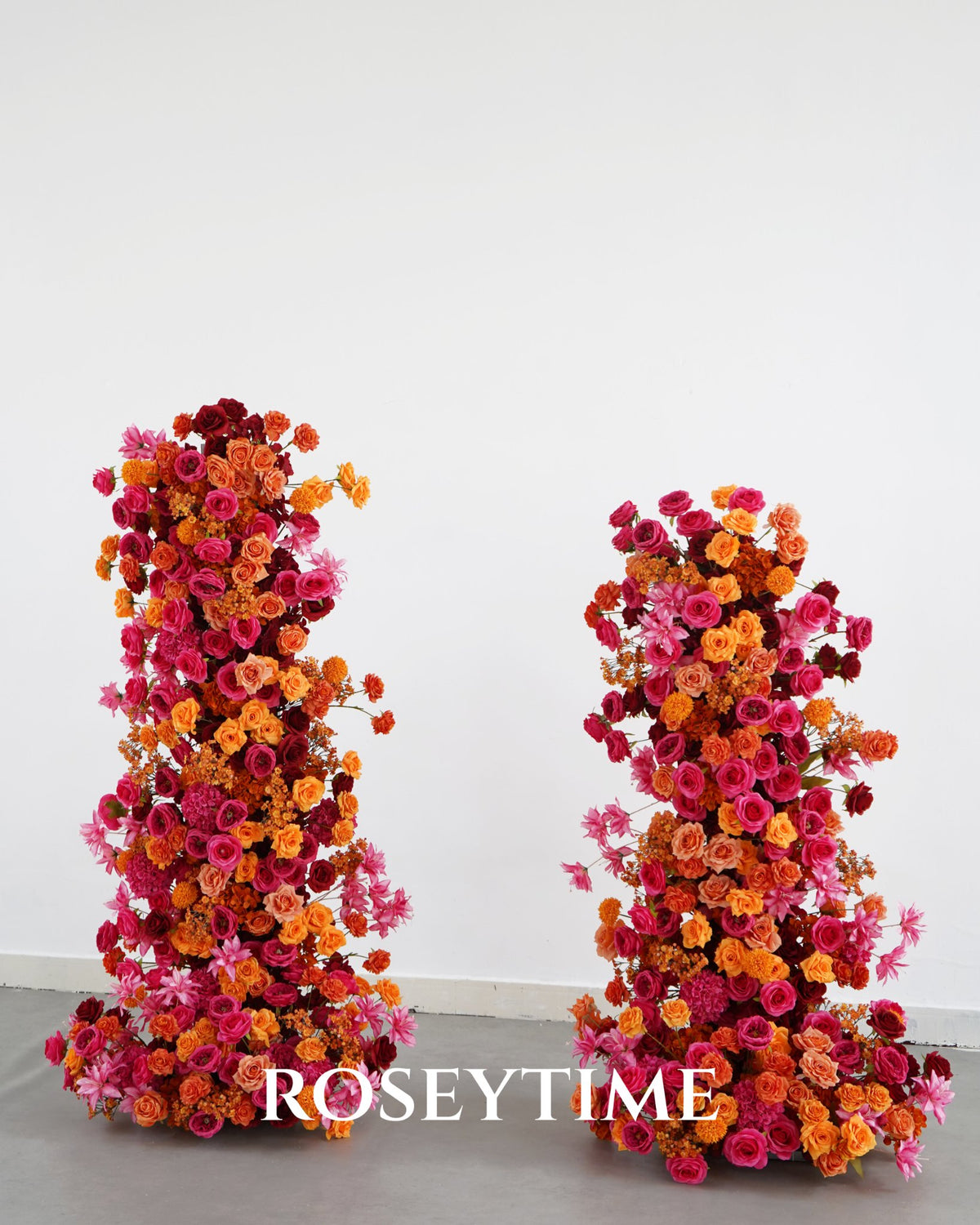 Roseytime Orange Flower Pillars Set with Frame #RTP038