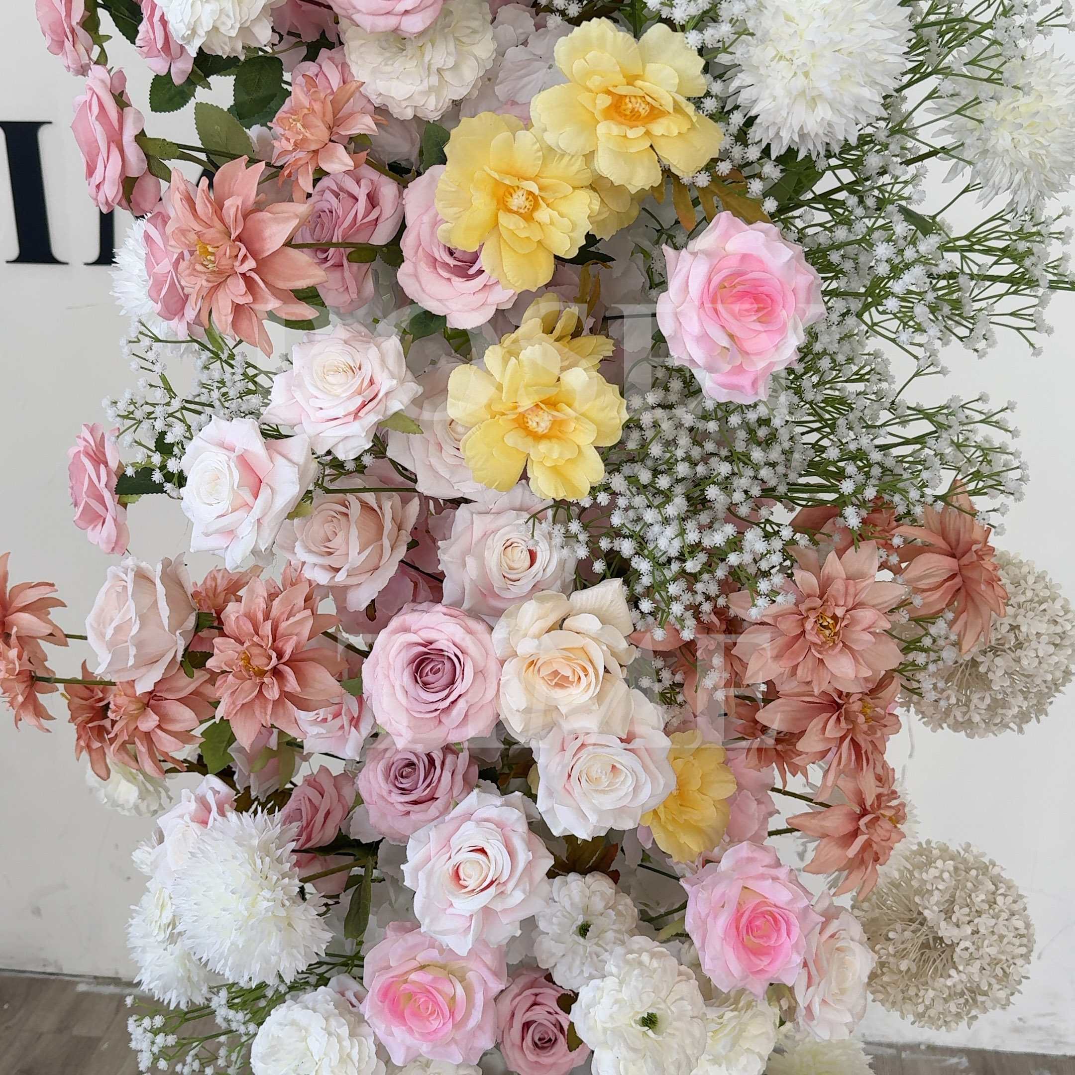 Roseytime Pink Flower Pillars Arch with Frame #RTP041