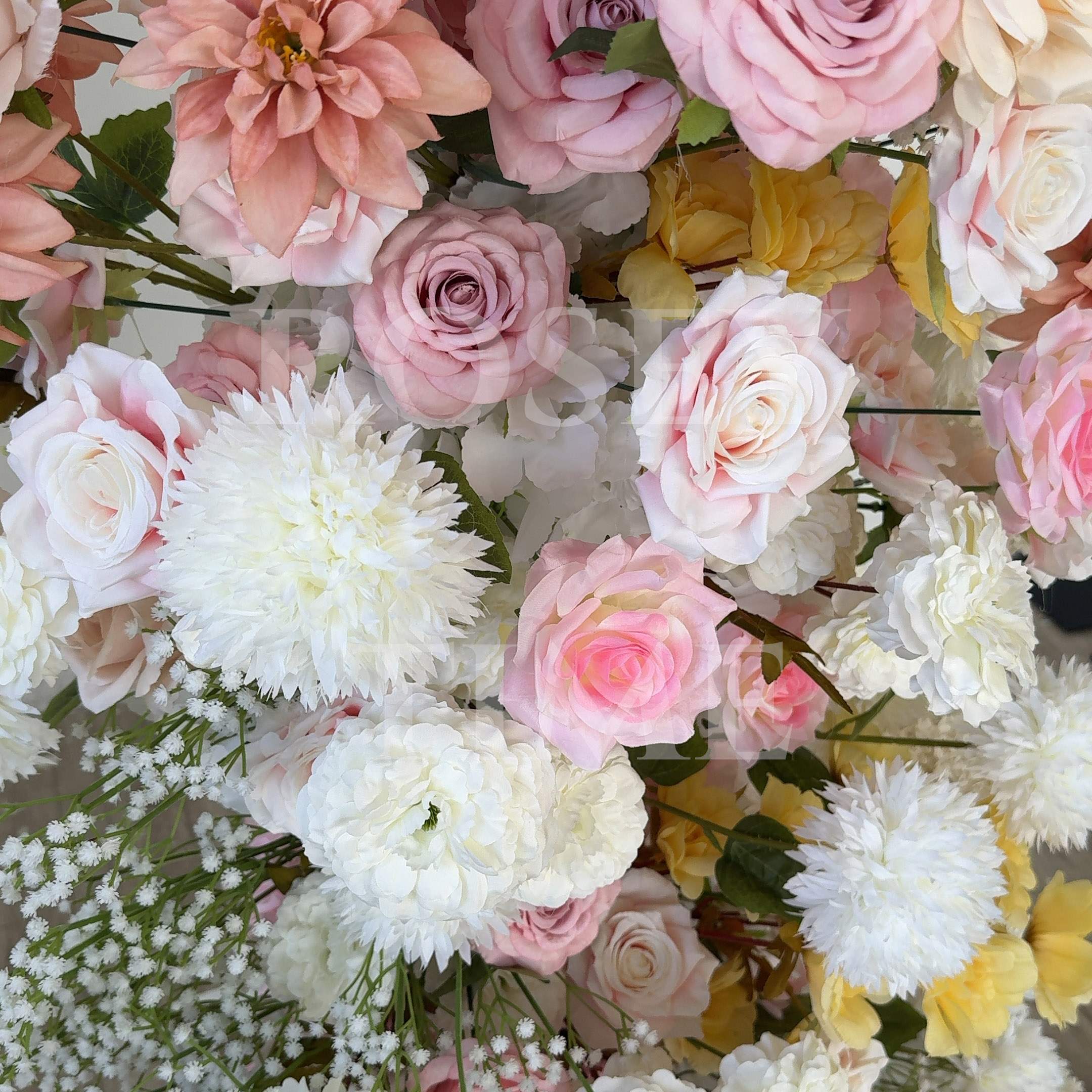 Roseytime Pink Flower Pillars Arch with Frame #RTP041