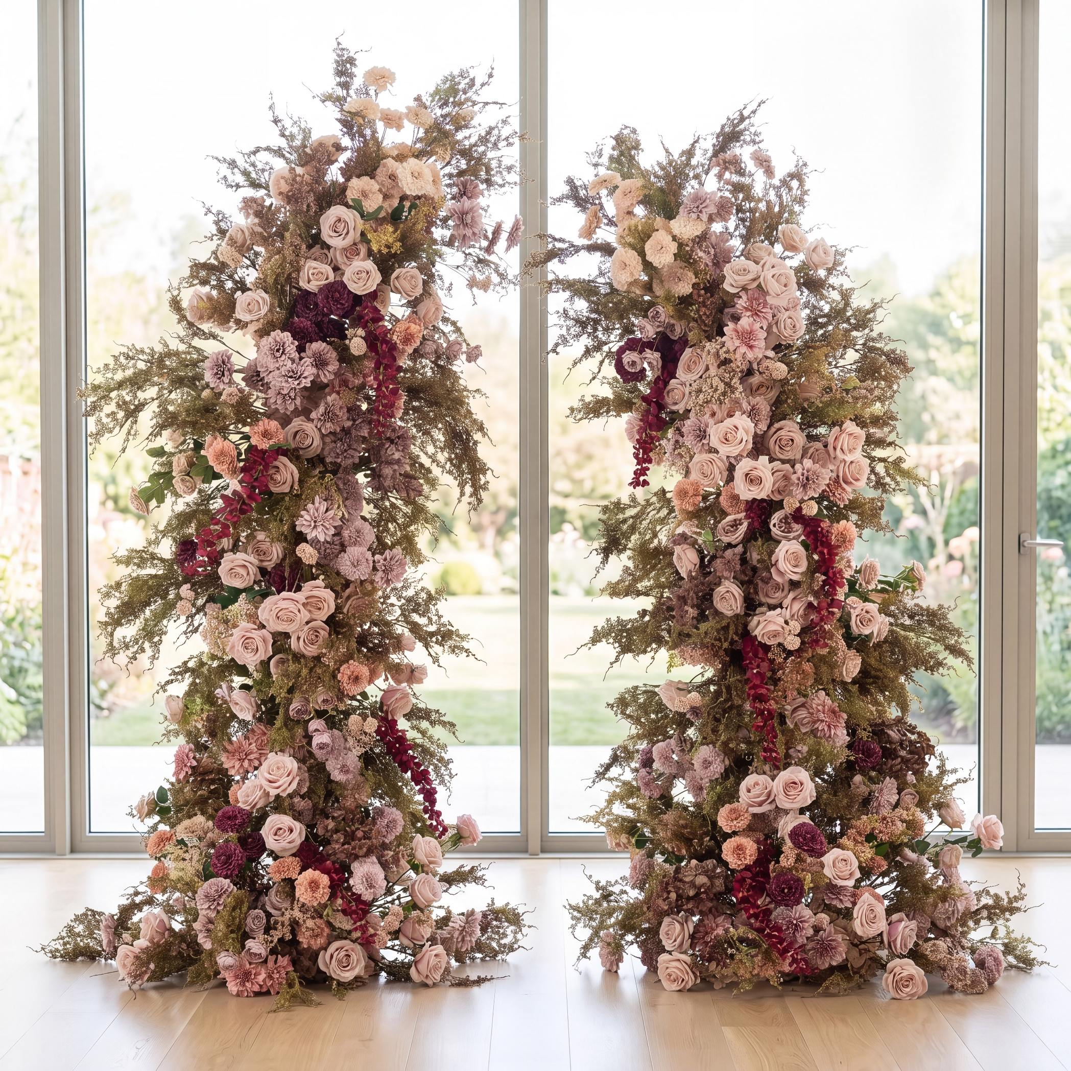 Roseytime Brown Bloom Flower Pillars Arch with Frame #RTP136