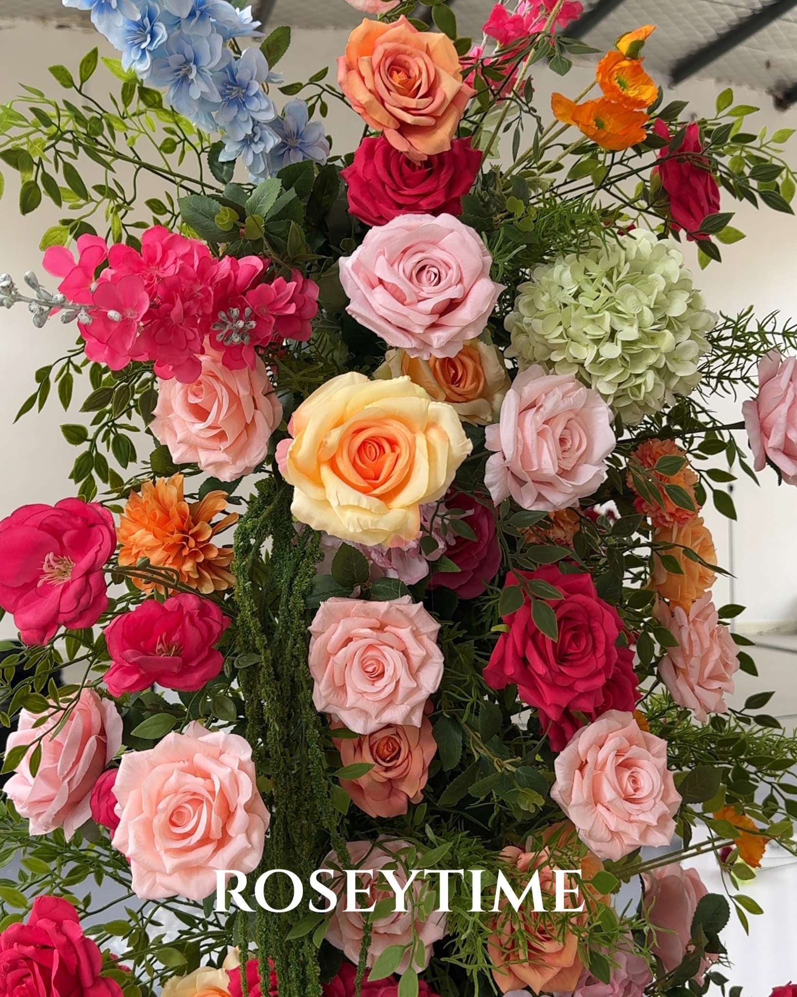 Roseytime Vivid Drapel Flower Pillars Arch with Frame #RTP144