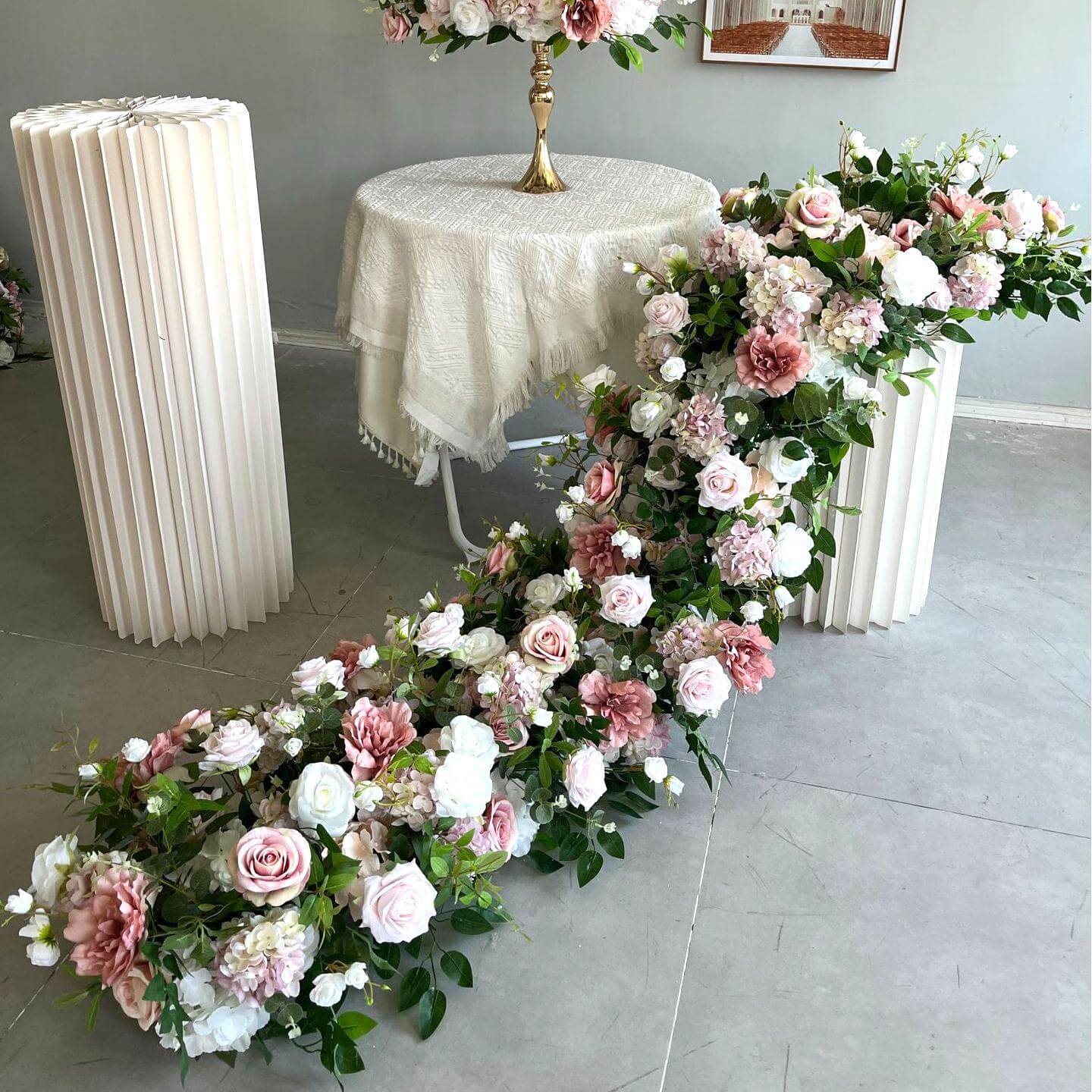 Roseytime Blush Pink Flower Runner Table Flower Decor#RTR083
