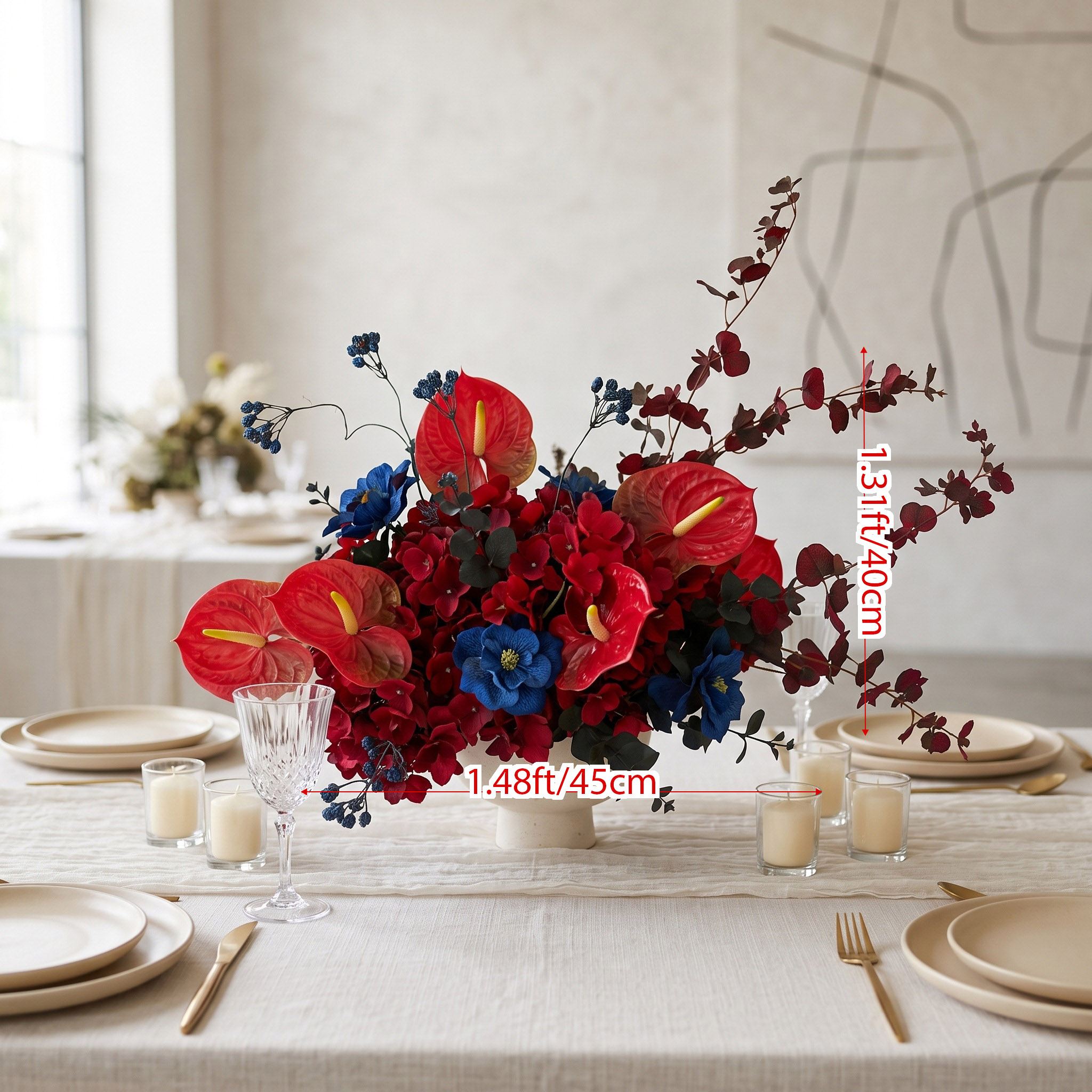 Roseytime Ruby & Sapphire Table Flower Arrangement #RTT032