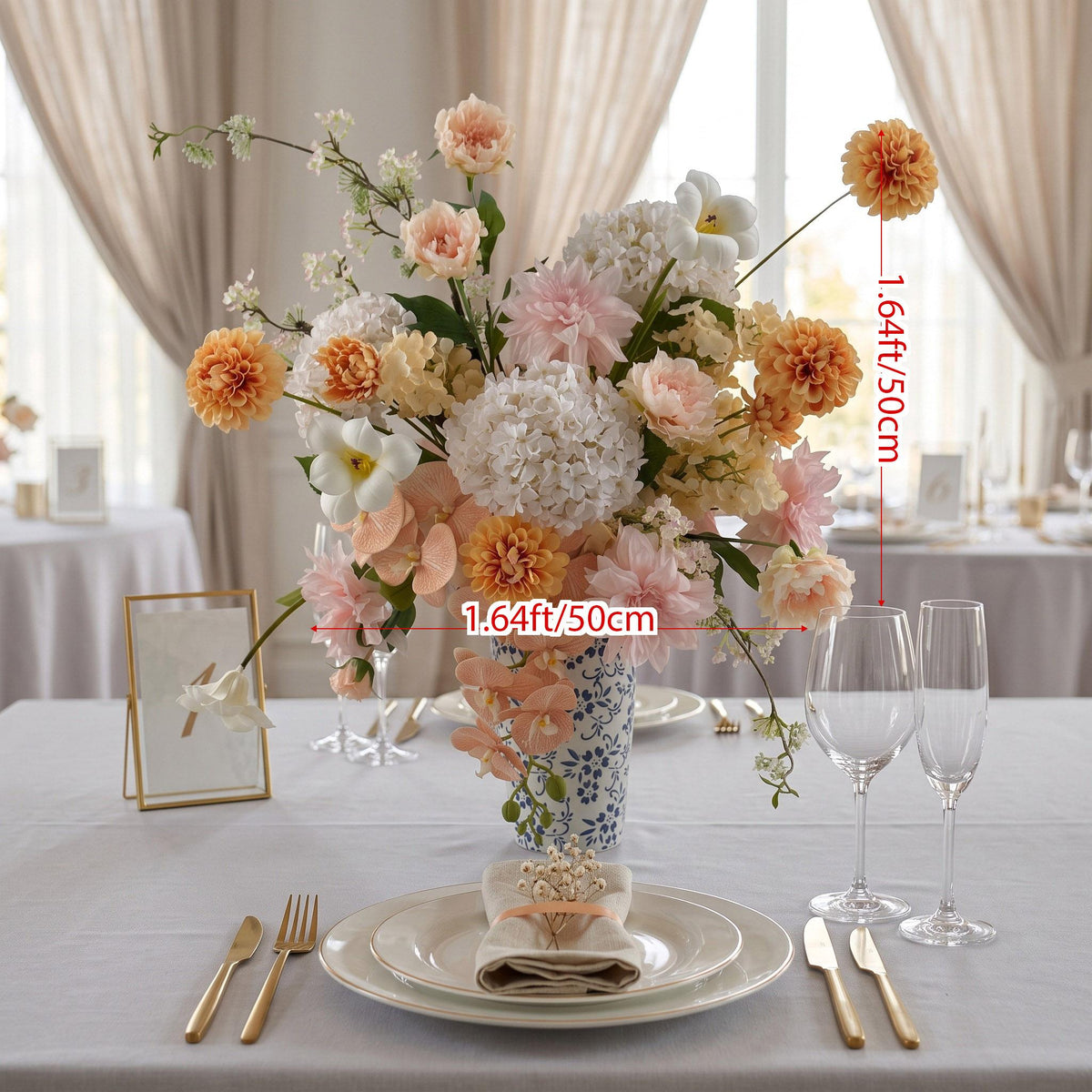 Roseytime Peach&Orange Amara Table Flower Arrangement #RTT033