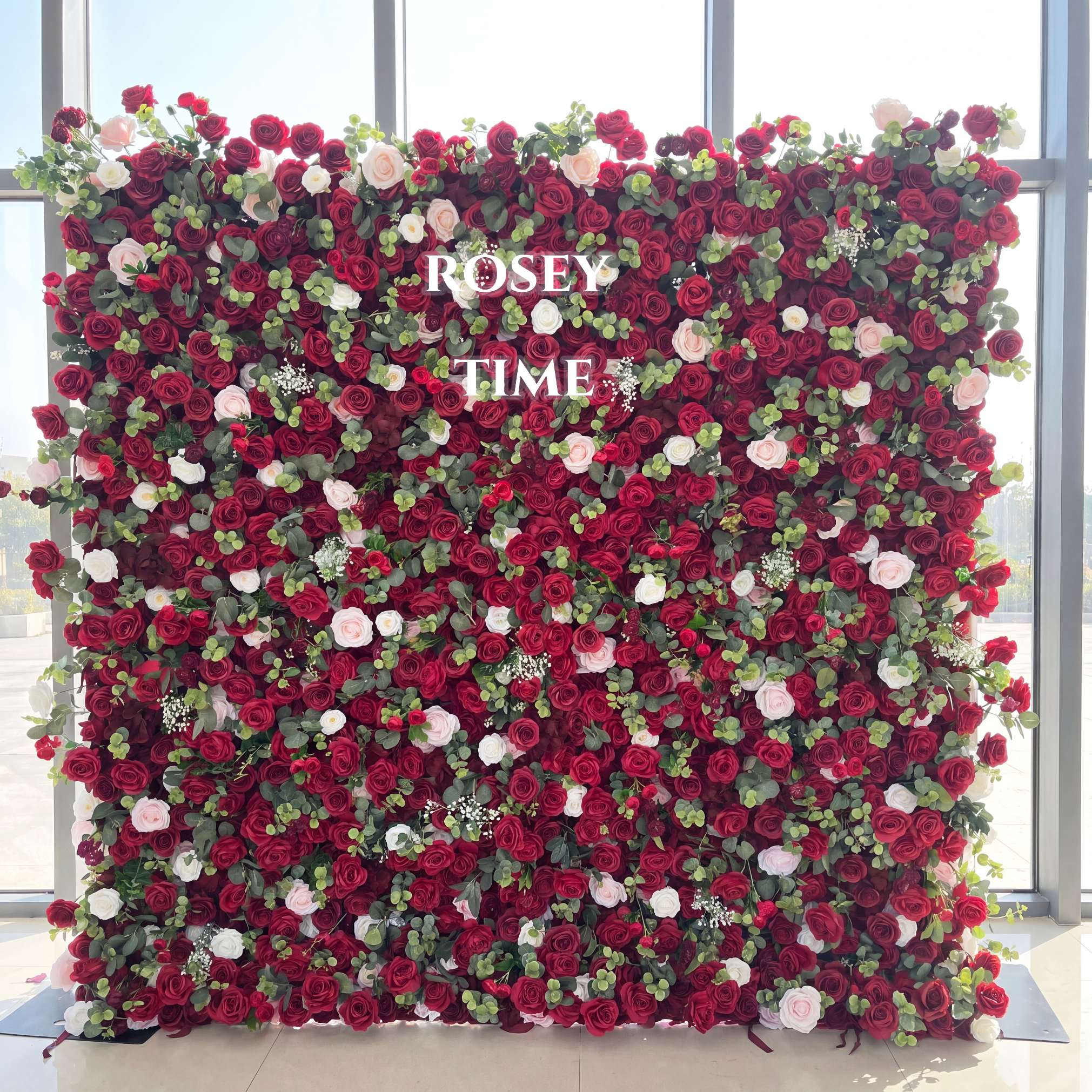 Roseytime 5D Red Roses Flower Wall Roll Up Fabric Back #RTW042