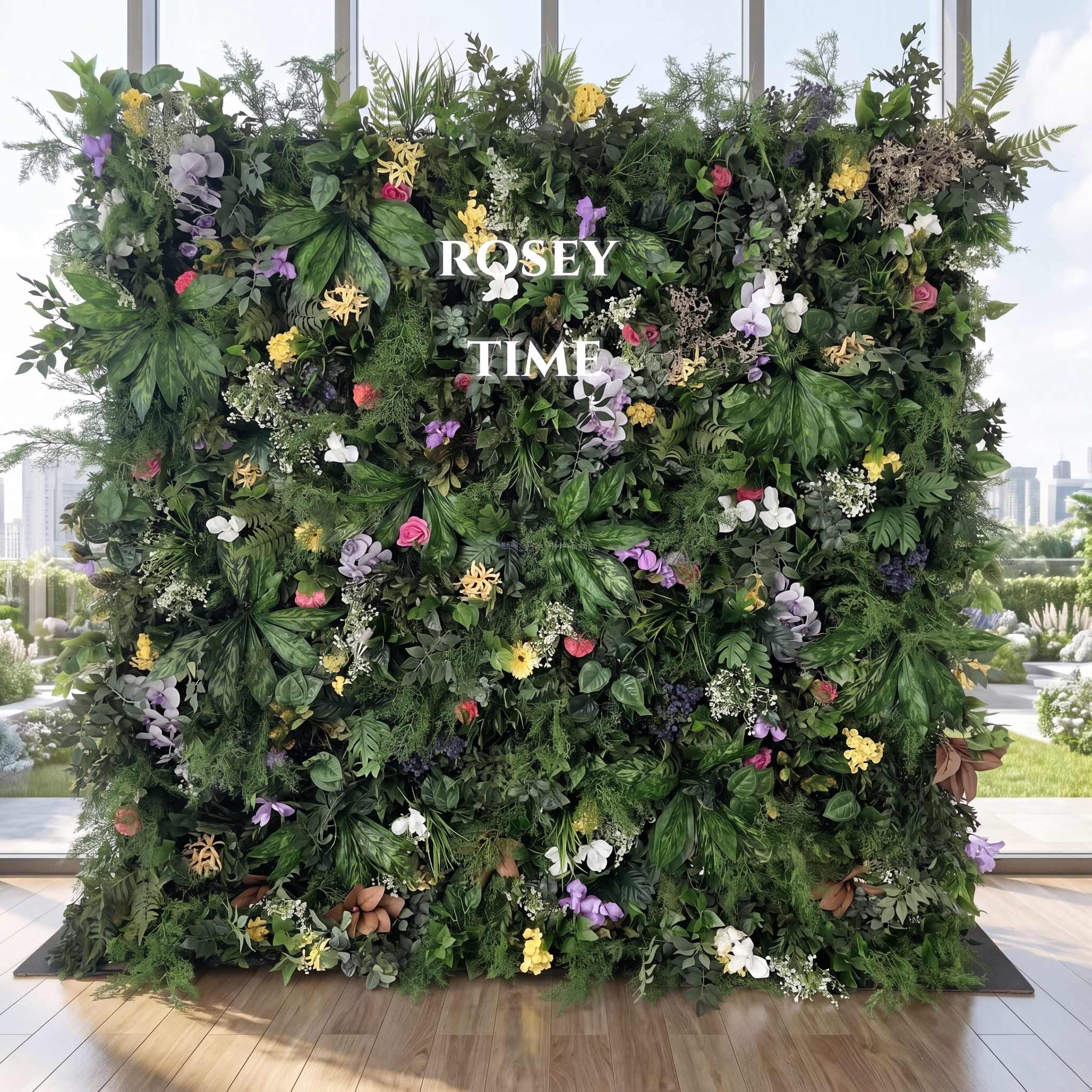 Roseytime 5D Flower Greenery Wall Roll Up Fabric Back #RTW073