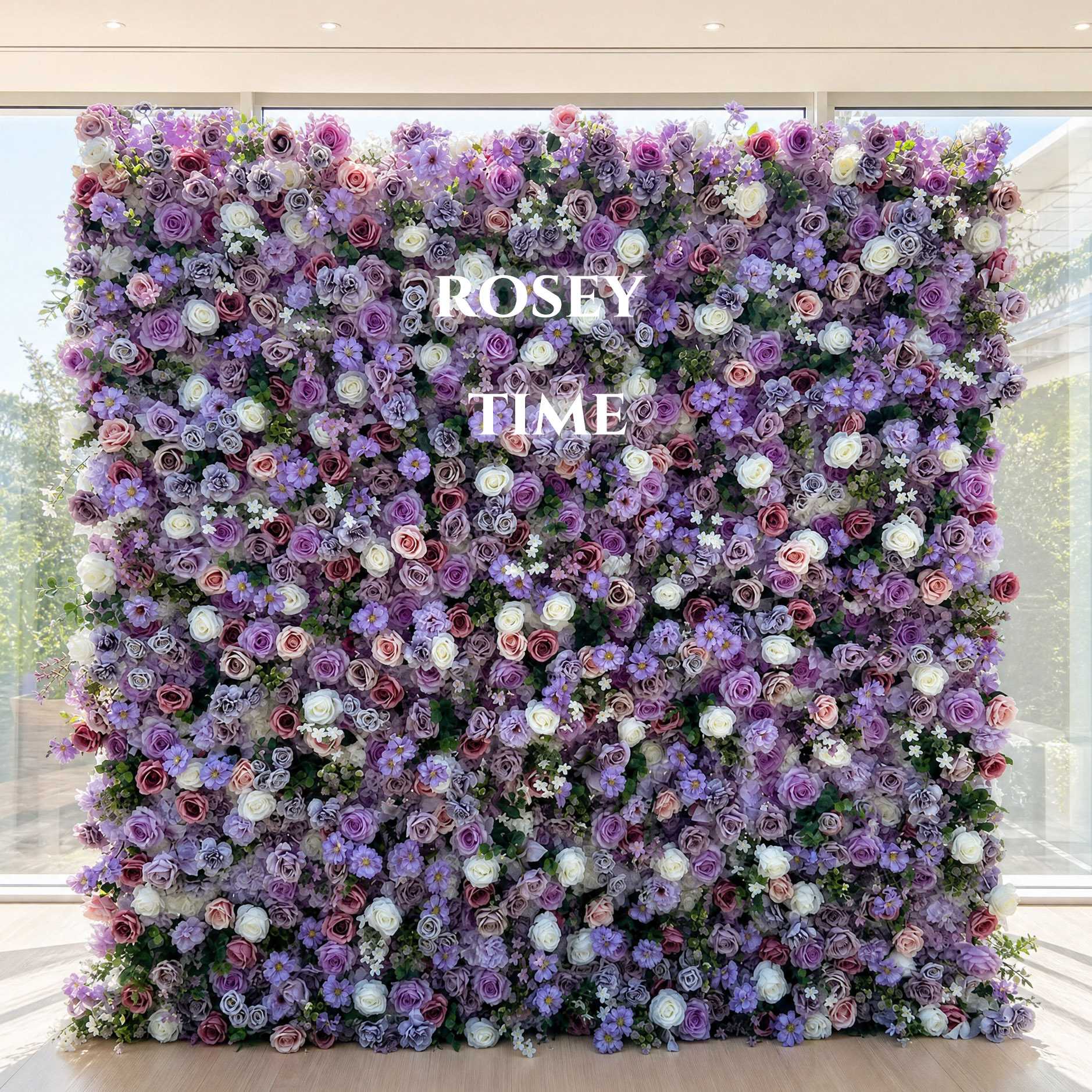 Roseytime 5D Purple Flower Wall Rolling Up Fabric Back #RTW155