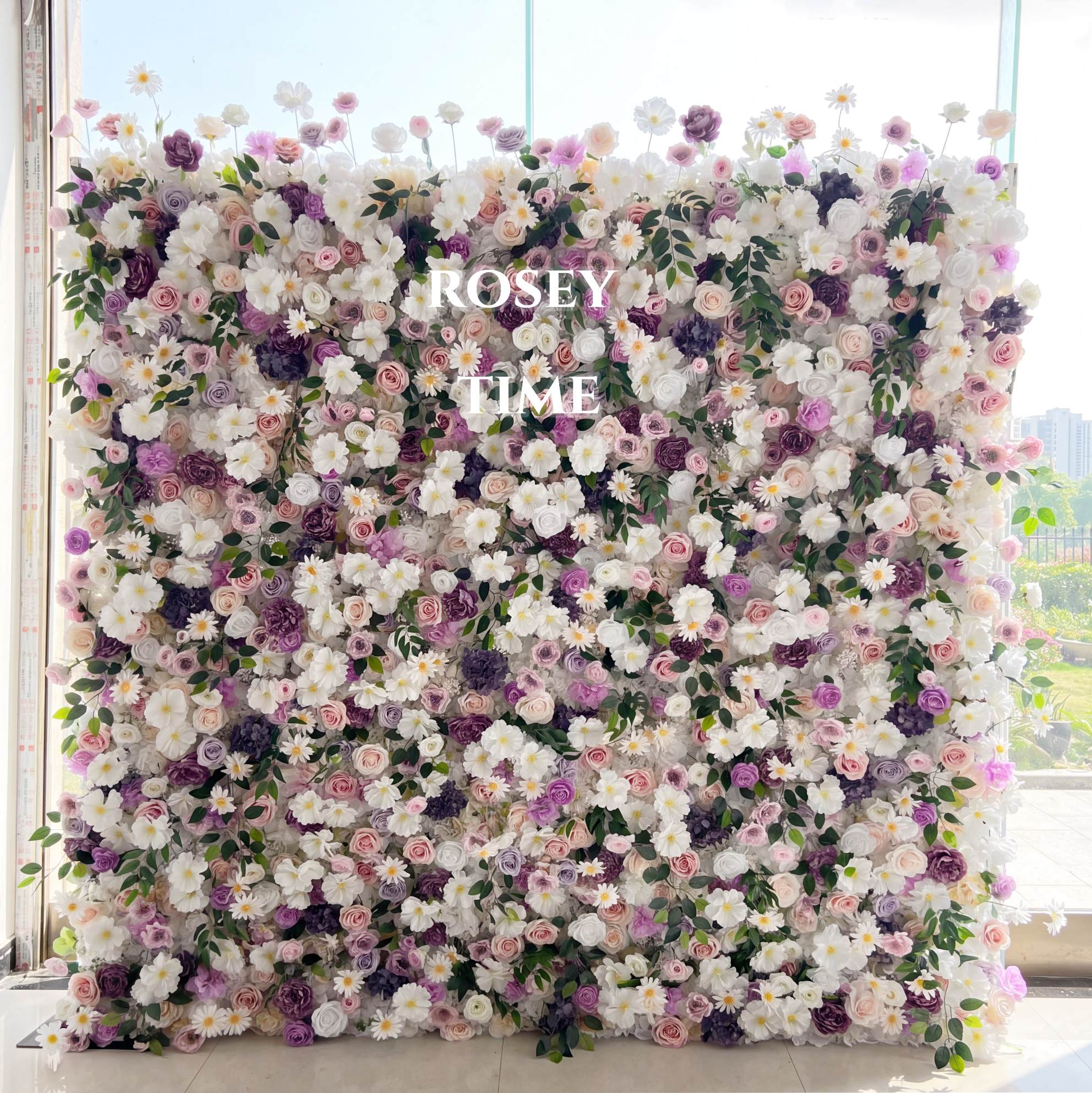 Roseytime 5D Artificial Flower Wall Roll Up Fabric Back #RTW276