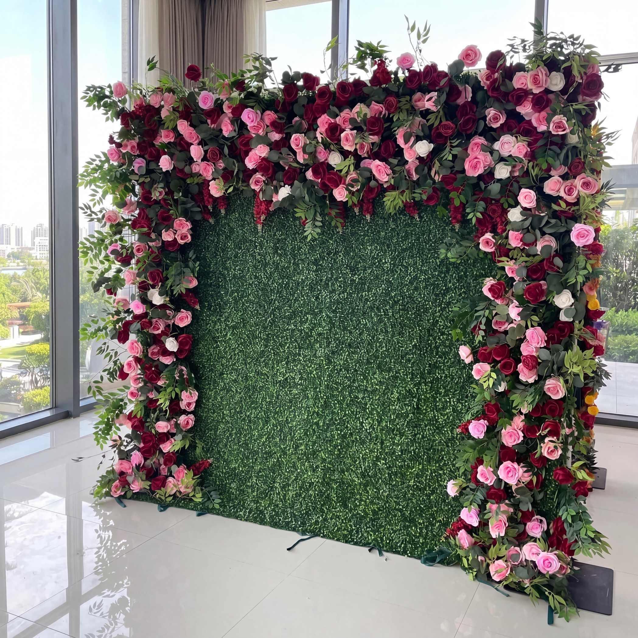 Roseytime Wedding Flower Wall Roll Up Fabric Back Greenery Backdrop #RTW278