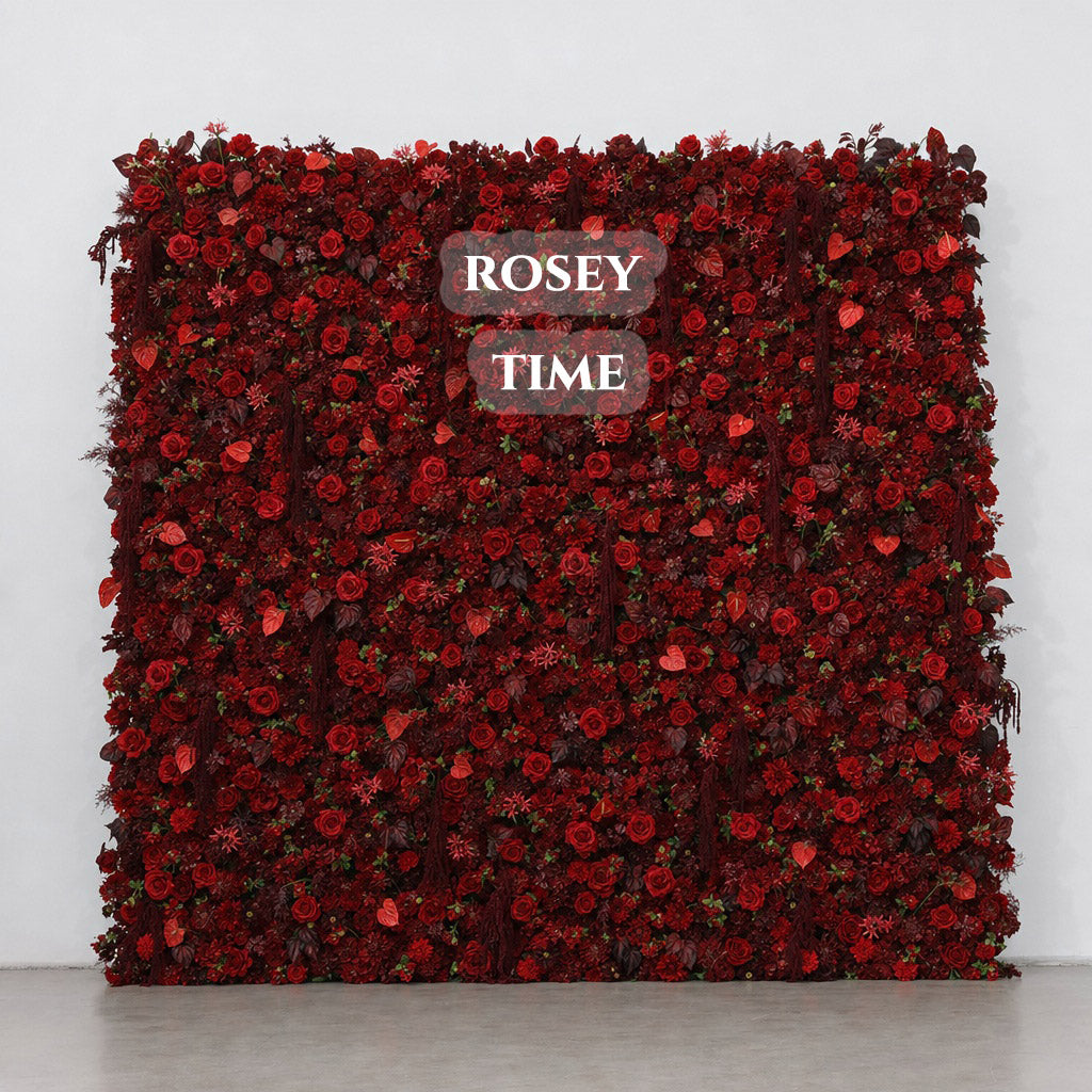 Roseytime 5D Ruby Covenant Flower Wall Roll Up Fabric Back #RTW457