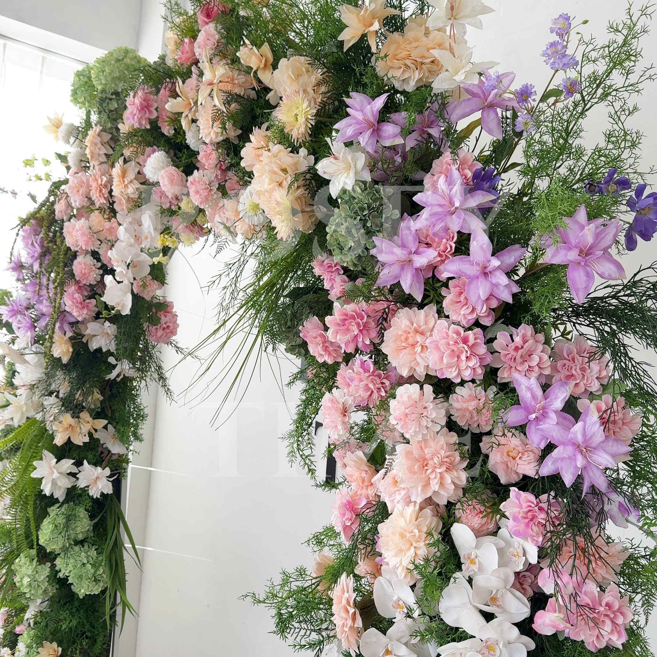 RoseyTime Pink Colorful Flower Arch n-shape Round Arch #RTA119