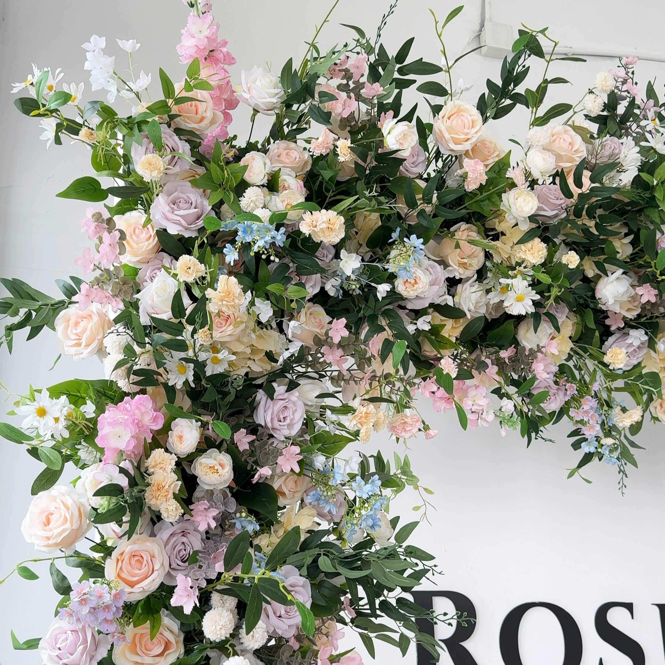 Roseytime Colorful Green Square Flower Arch Fabric Back Roll Up #RTA045