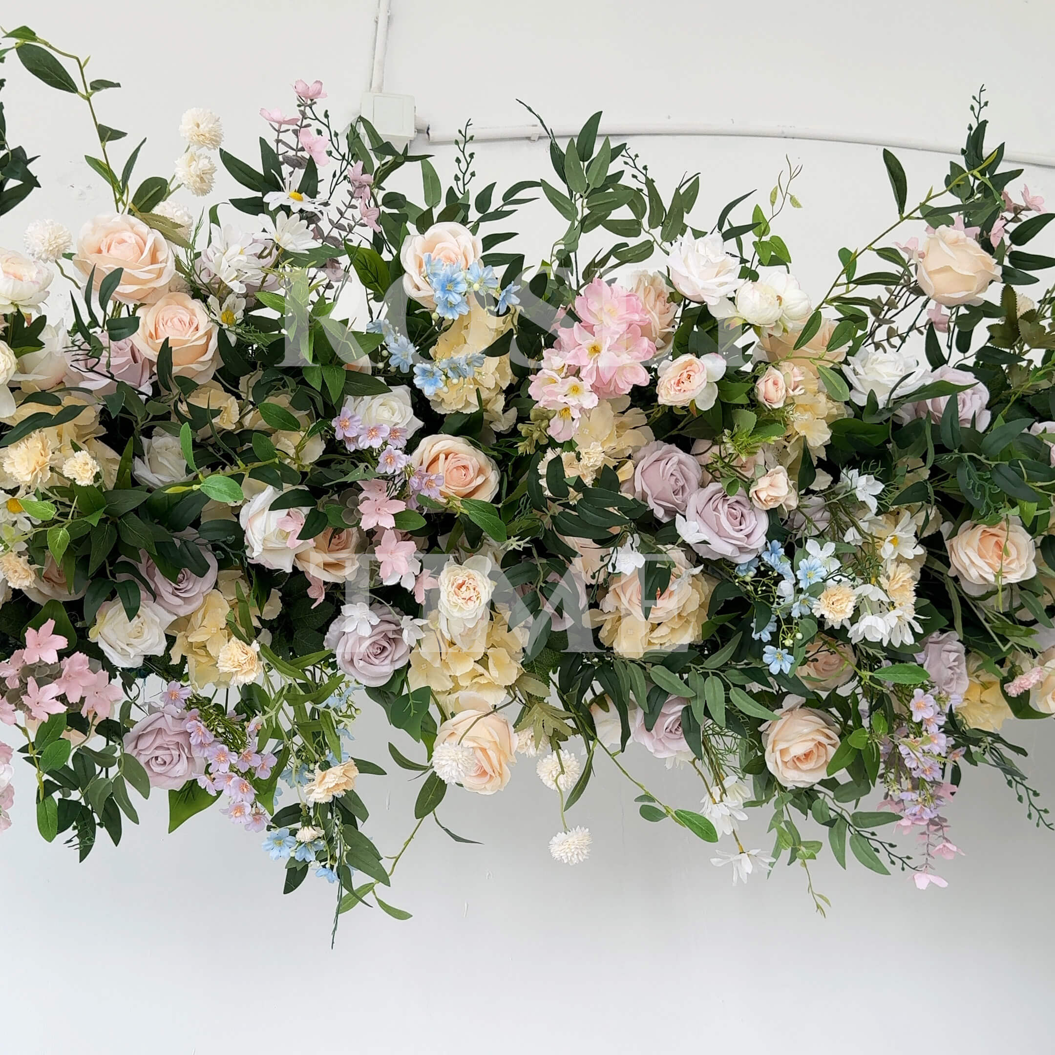 Roseytime Colorful Green Square Flower Arch Fabric Back Roll Up #RTA045