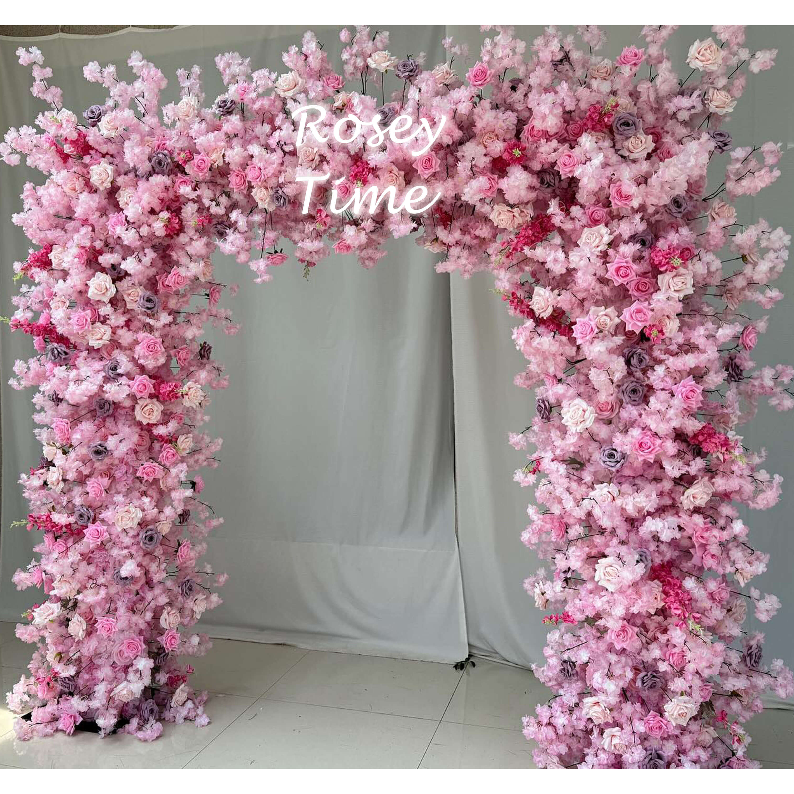 pink flower arch