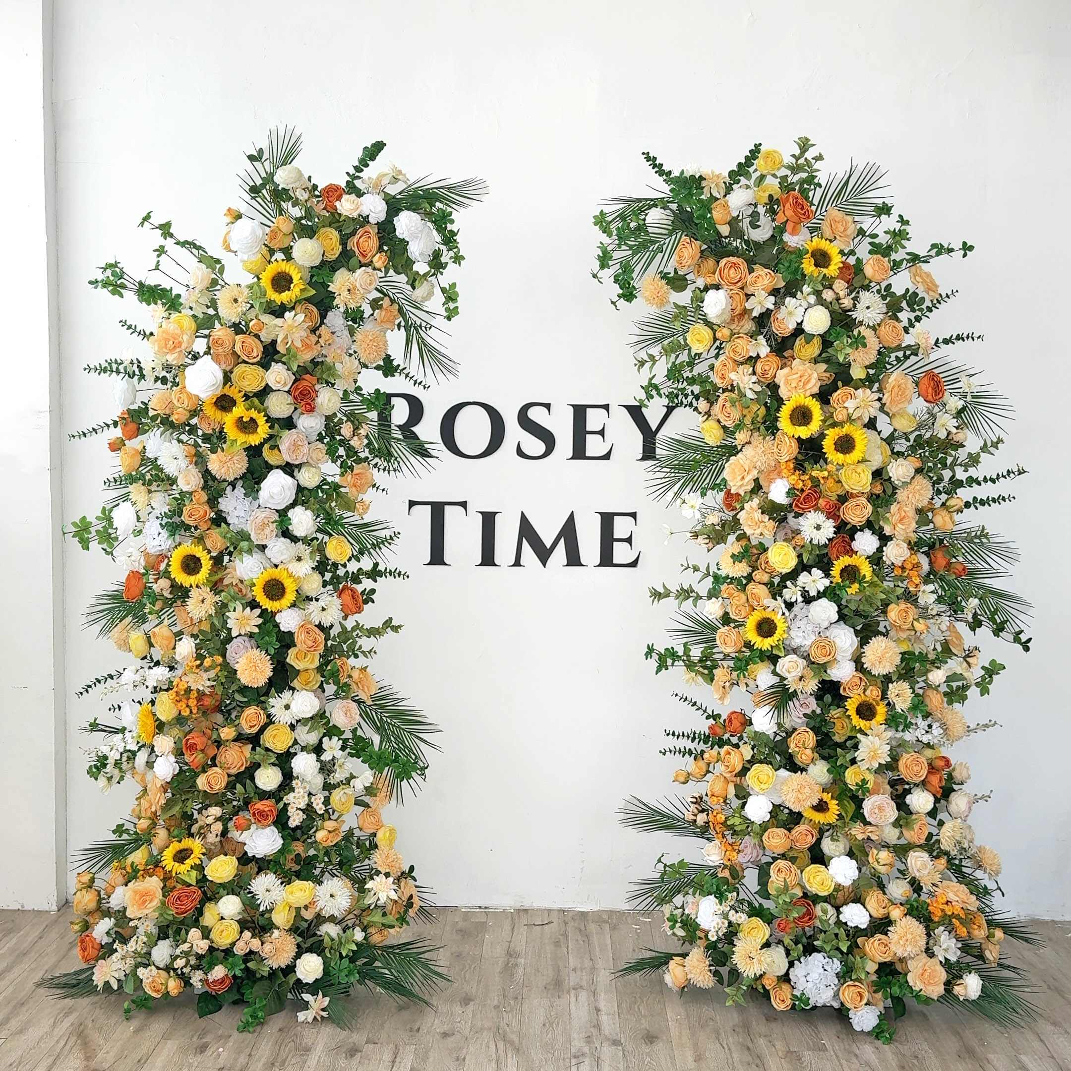 RoseyTime Sunflower Floral Pillars Arch With Frame #RTP027