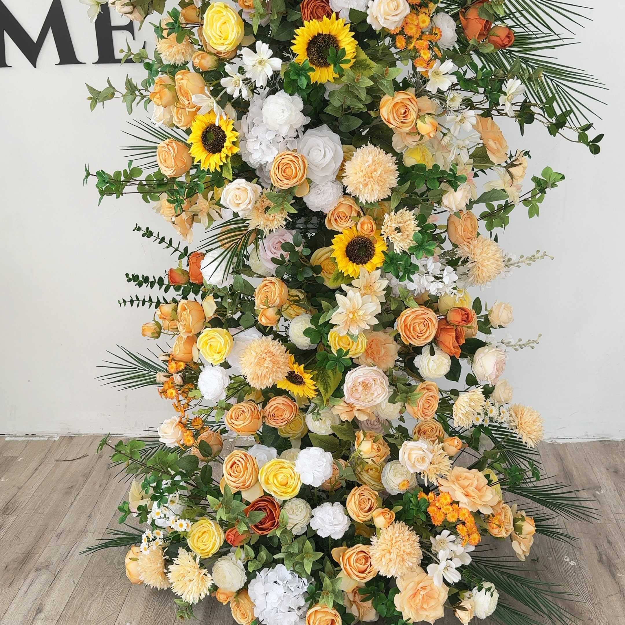 RoseyTime Sunflower Floral Pillars Arch With Frame #RTP027