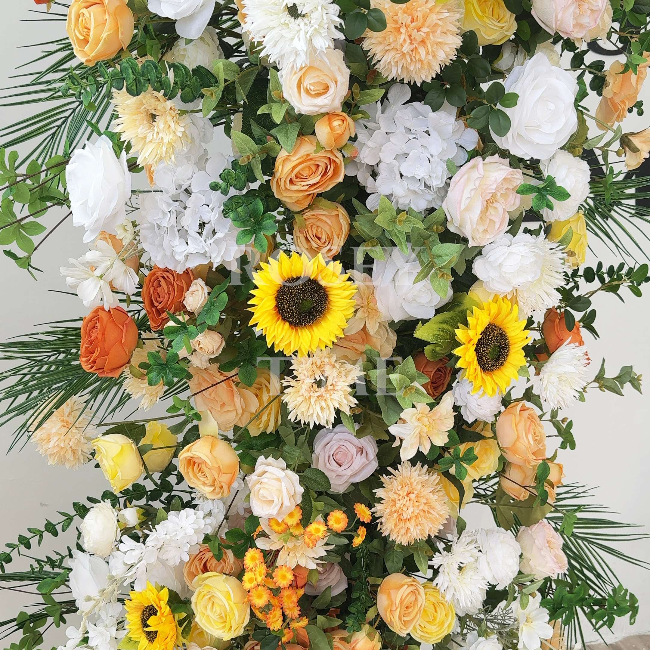 RoseyTime Sunflower Floral Pillars Arch With Frame #RTP027