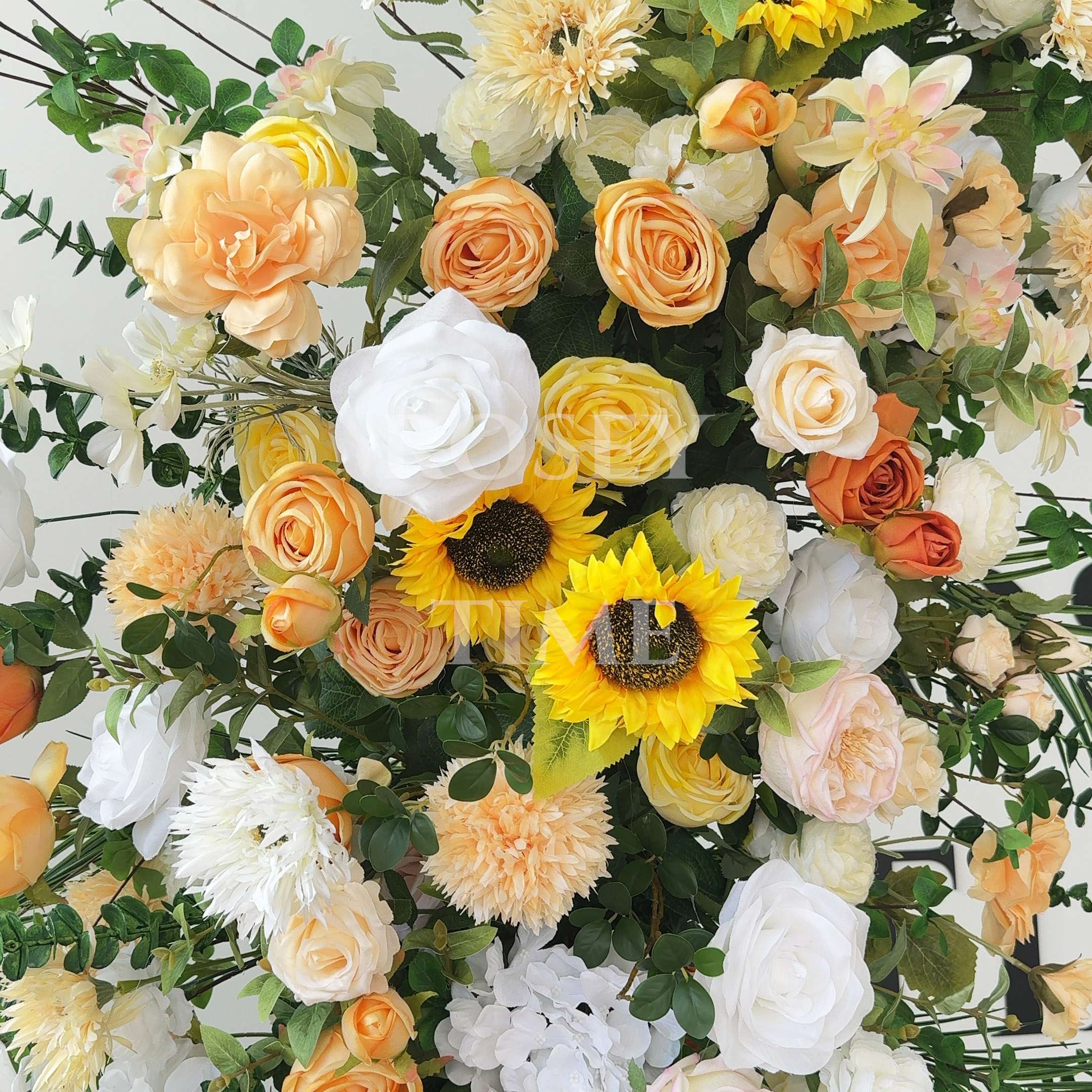 RoseyTime Sunflower Floral Pillars Arch With Frame #RTP027