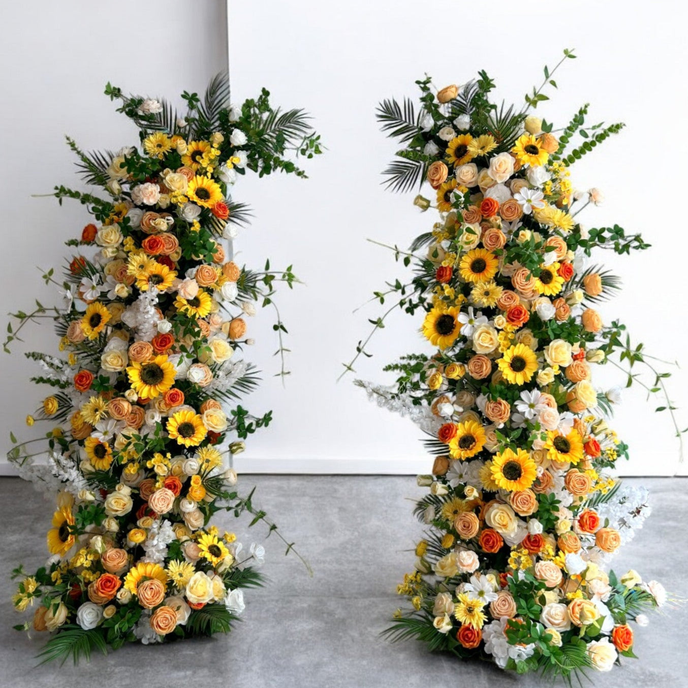 RoseyTime Sunflower Floral Pillars Arch With Frame #RTP027