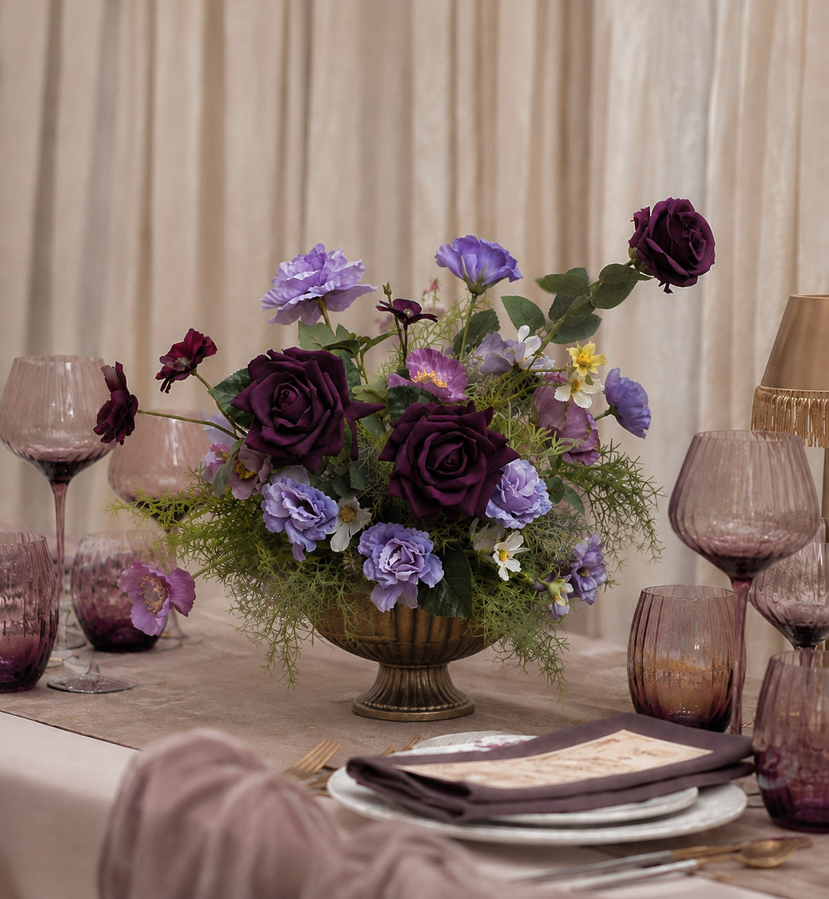 Roseytime Ethereal Plum Table Flower Arrangement #RTT034