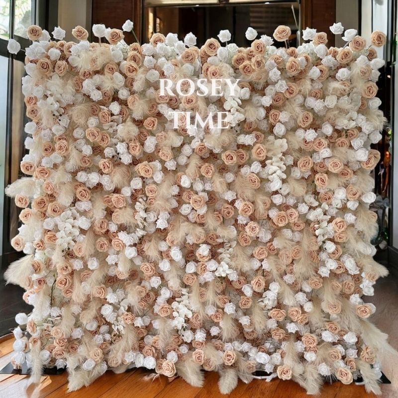 💥BF-Sale 5D Tan Flower Wall Roll Up Fabric Back #RTW161