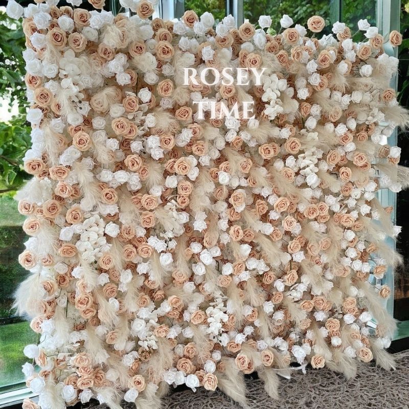 💥BF-Sale 5D Tan Flower Wall Roll Up Fabric Back #RTW161