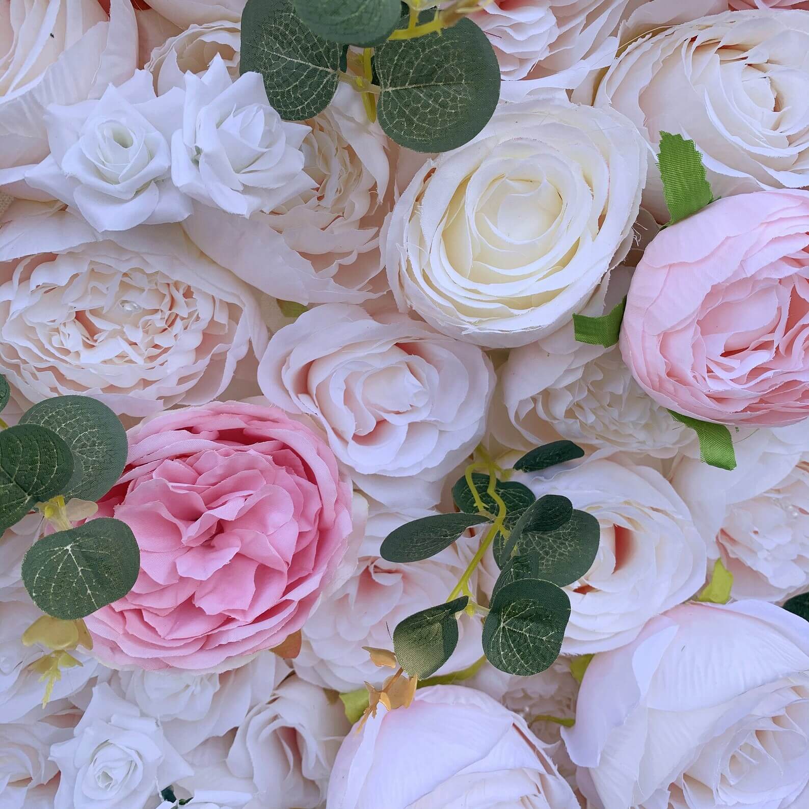 Roseytime 3D Pink White Flower Wall Roll Up Fabric Back #RTW189