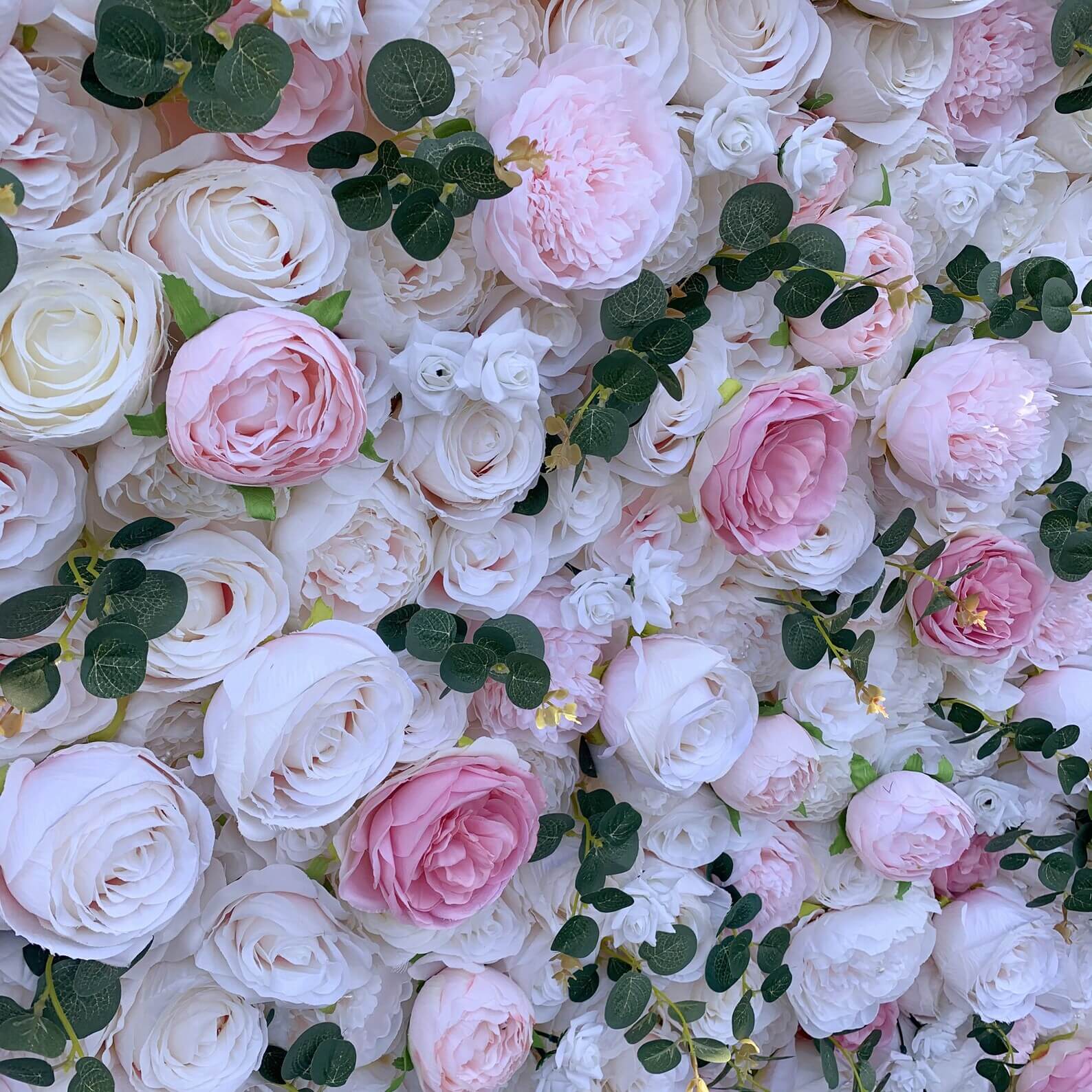 Roseytime 3D Pink White Flower Wall Roll Up Fabric Back #RTW189
