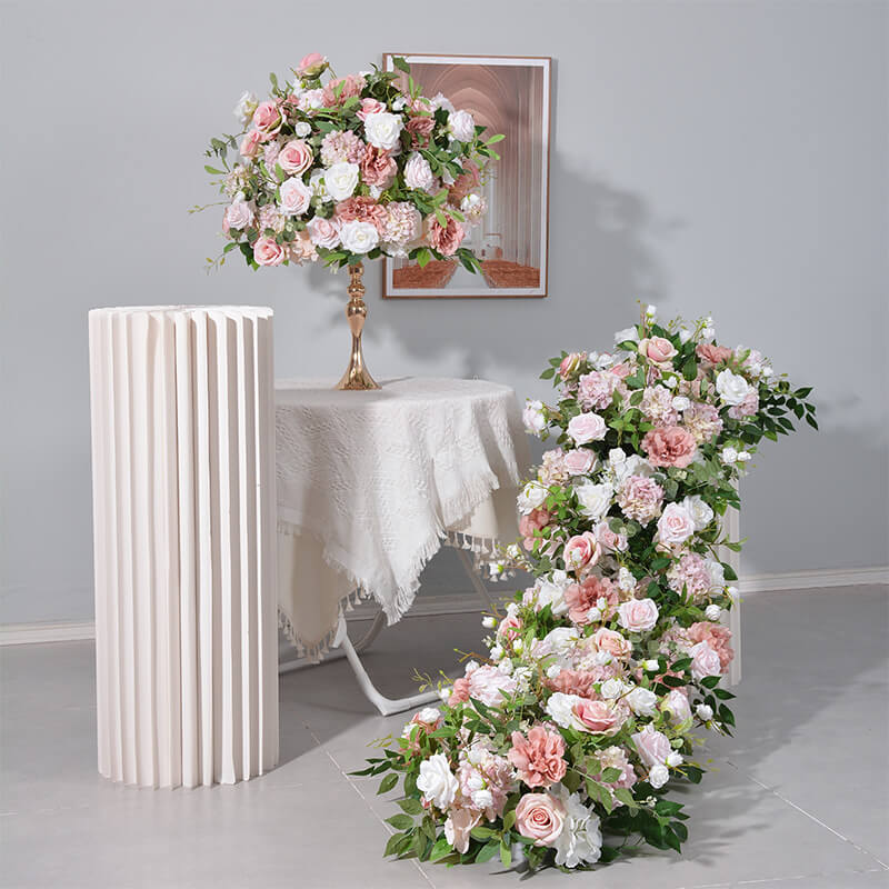 Roseytime Pink Flower Runner Table Flower Decor#RTR078