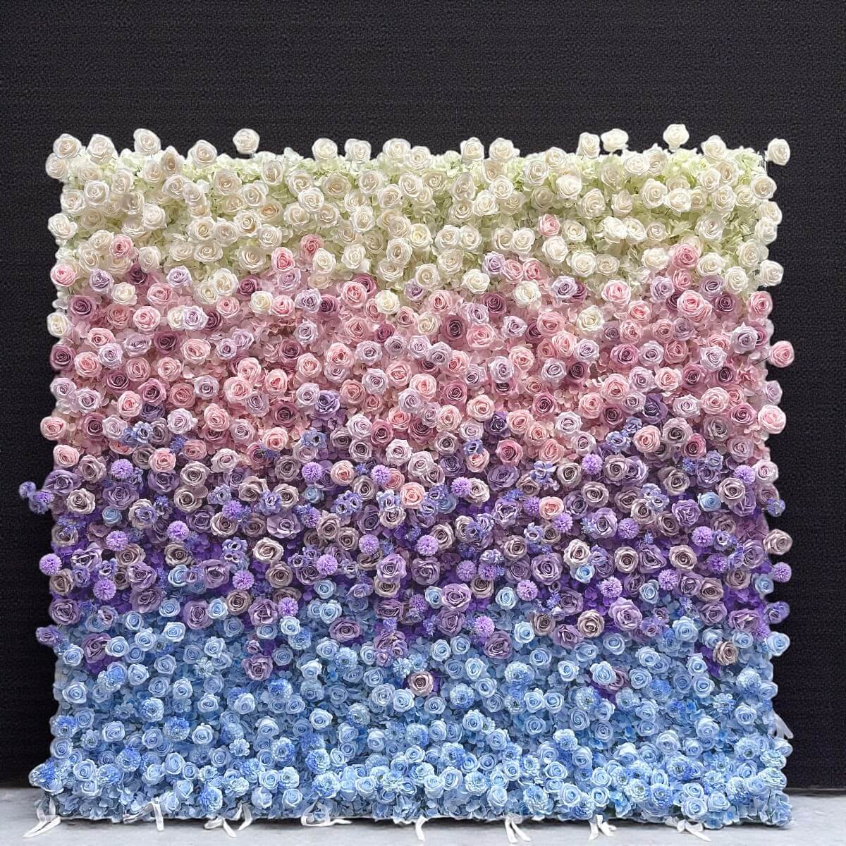 Roseytime 5D Gradient Flower Wall Roll Up Fabric Back #RTW332