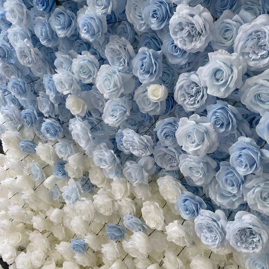 Roseytime Blue&White Butterfly Flower Wall Roll Up Fabric Back #RTW411