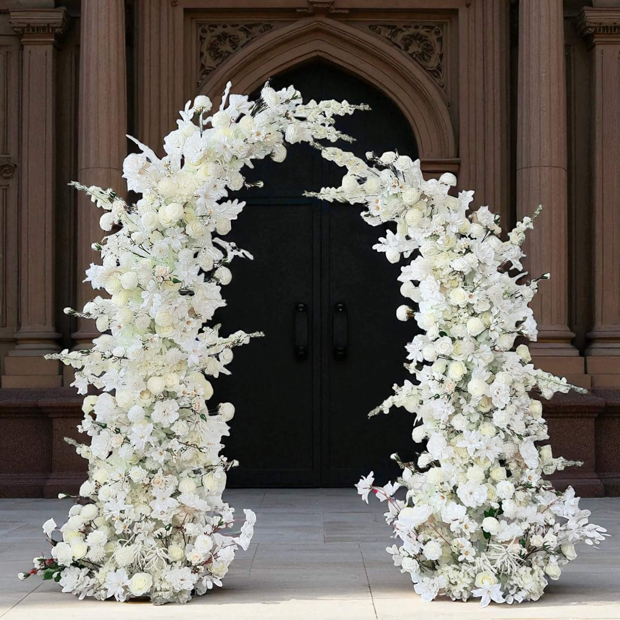 Roseytime White Flower Pillars Arch with Frame #RTP087