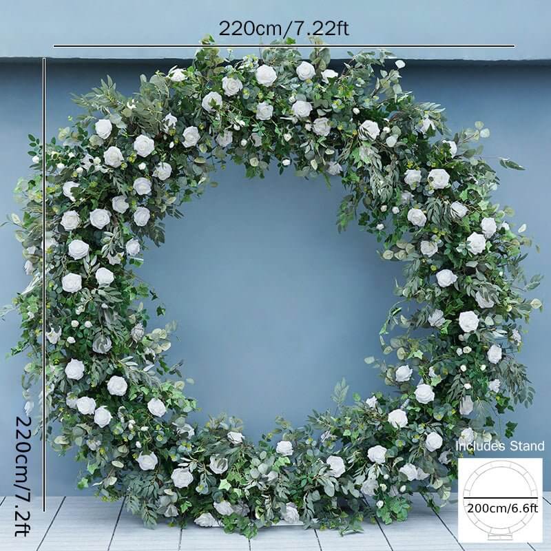 RoseyTime Circle Green Flower Arch Green Fabric Back