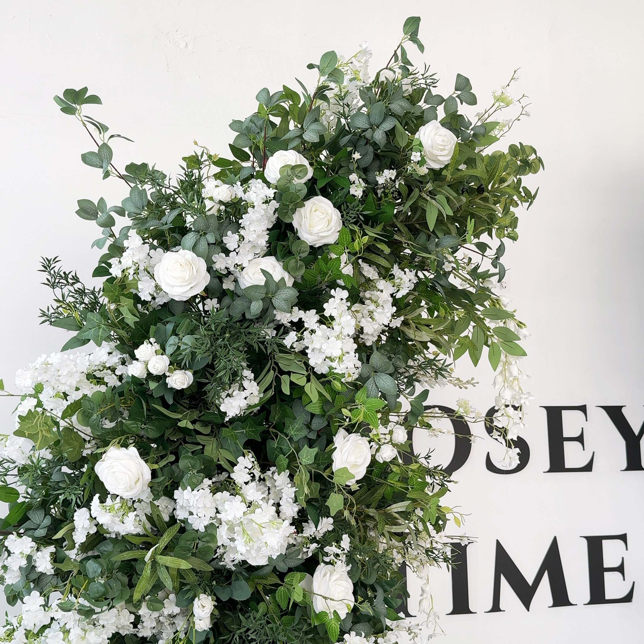 Roseytime White&Green Flower Pillars Arch with Frame #RTP105