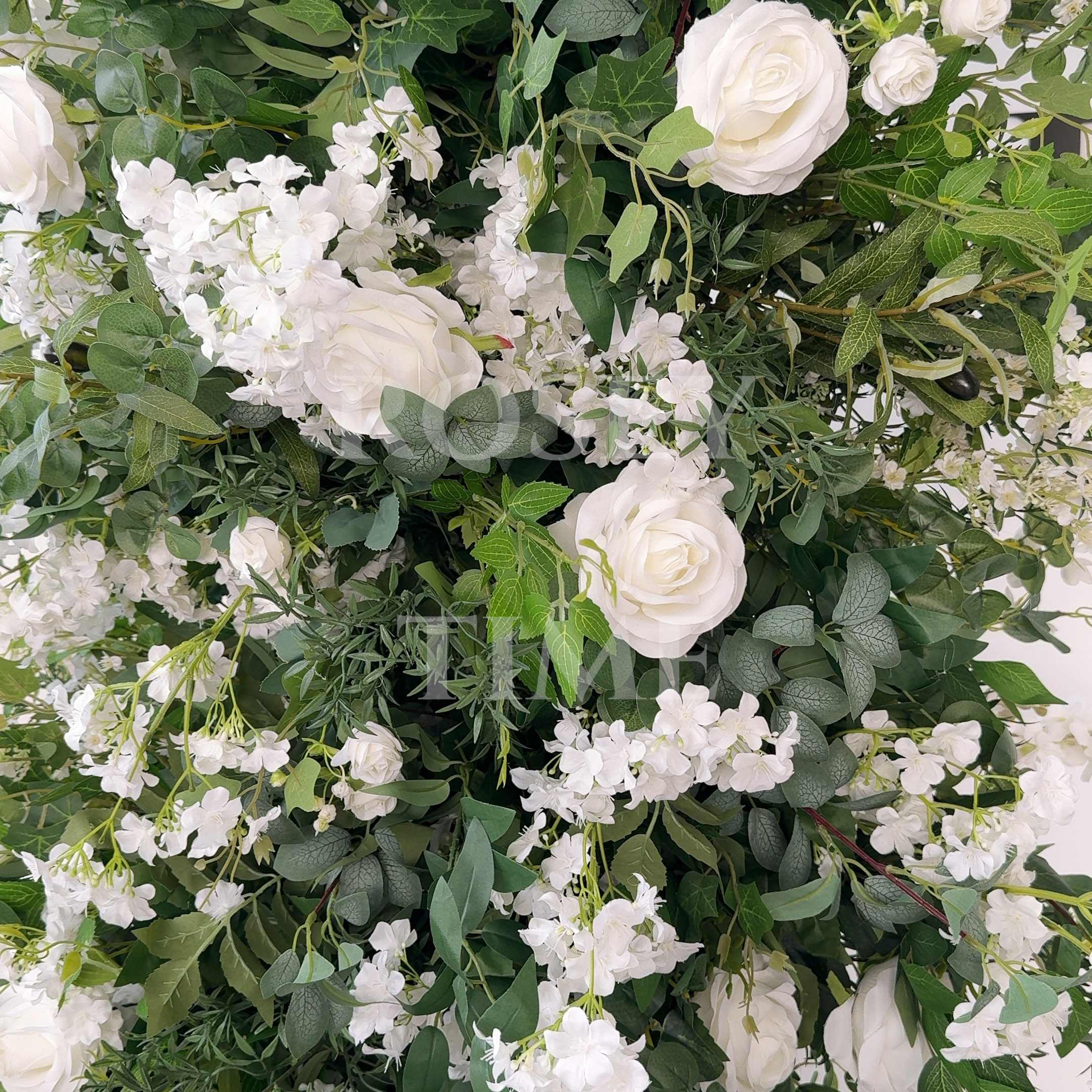 Roseytime White&Green Flower Pillars Arch with Frame #RTP105