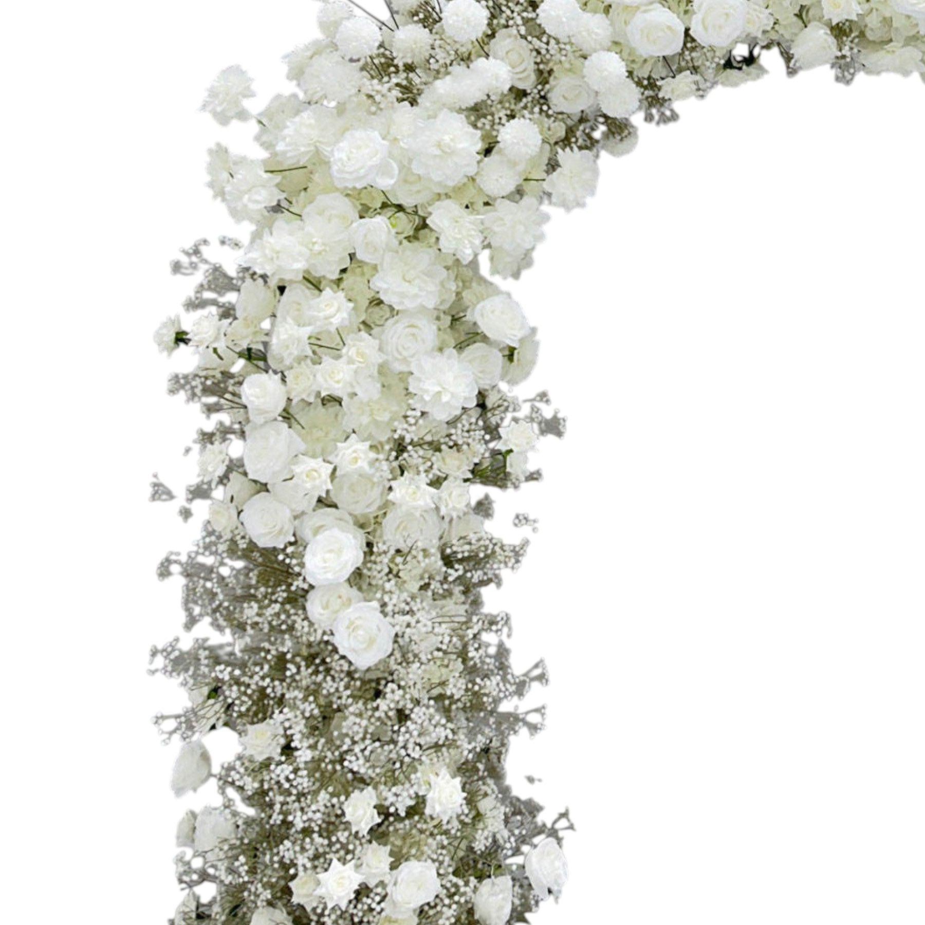 💥BF-Sale: White Roses&Baby's Breath Arch n-shape Round Arch #RTA151