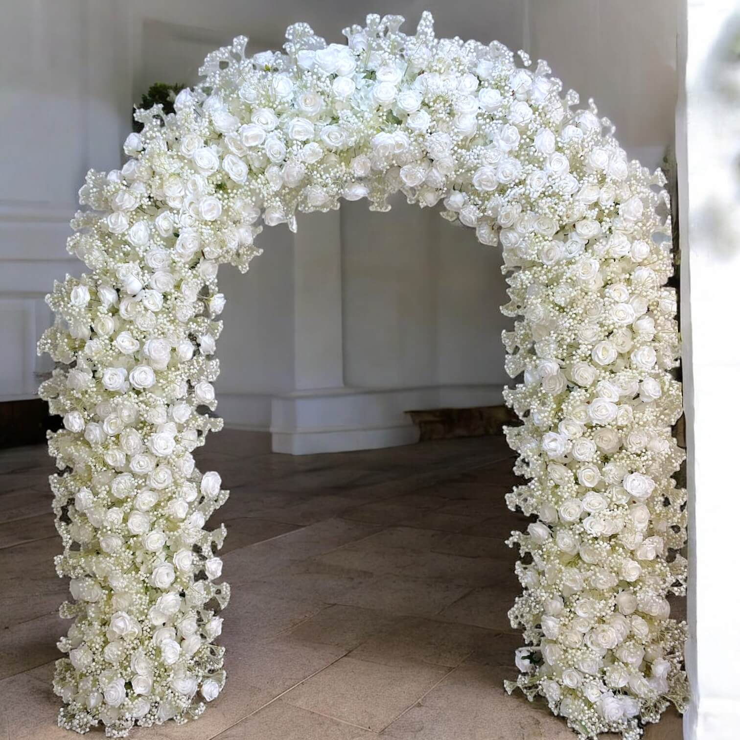 RoseyTime Wedding Flower Round Arch White Rose Hydrangea #RTA063